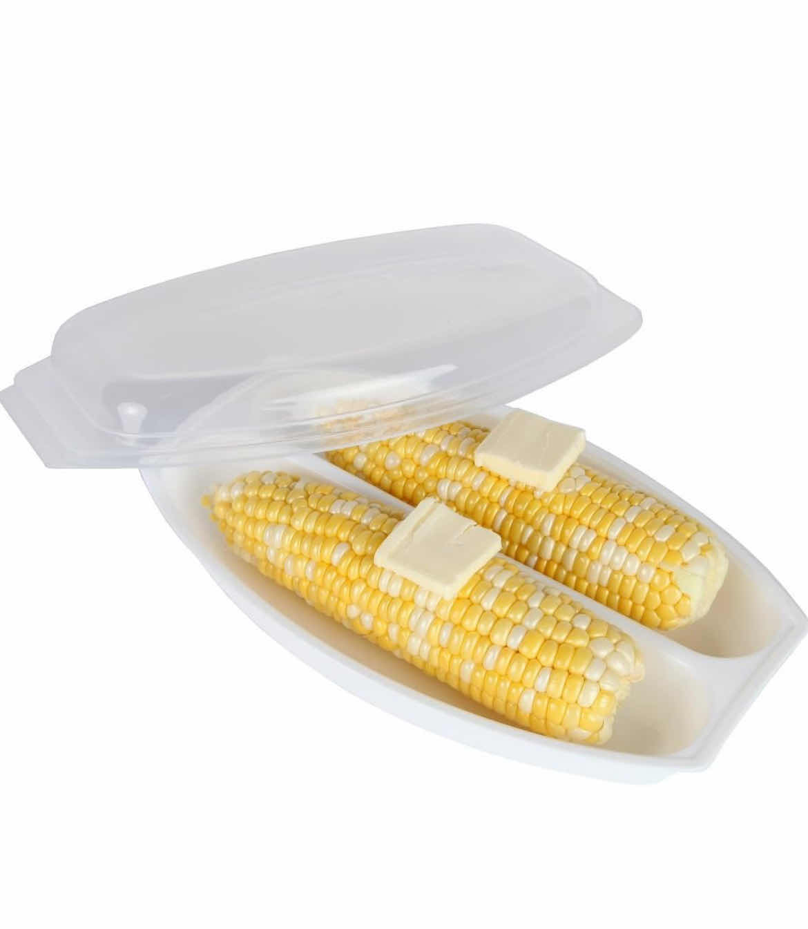 Photo 1 of 2-BRAND NEW-HOME-X CORN ON THE COBB MICROWAVE STEAMER WITH LID, AIRTIGHT LID STEAMS FOR DELICATE AND PERFECTLY COOKED CORN ON THE COBB IN MINUTES (BPA FREE)