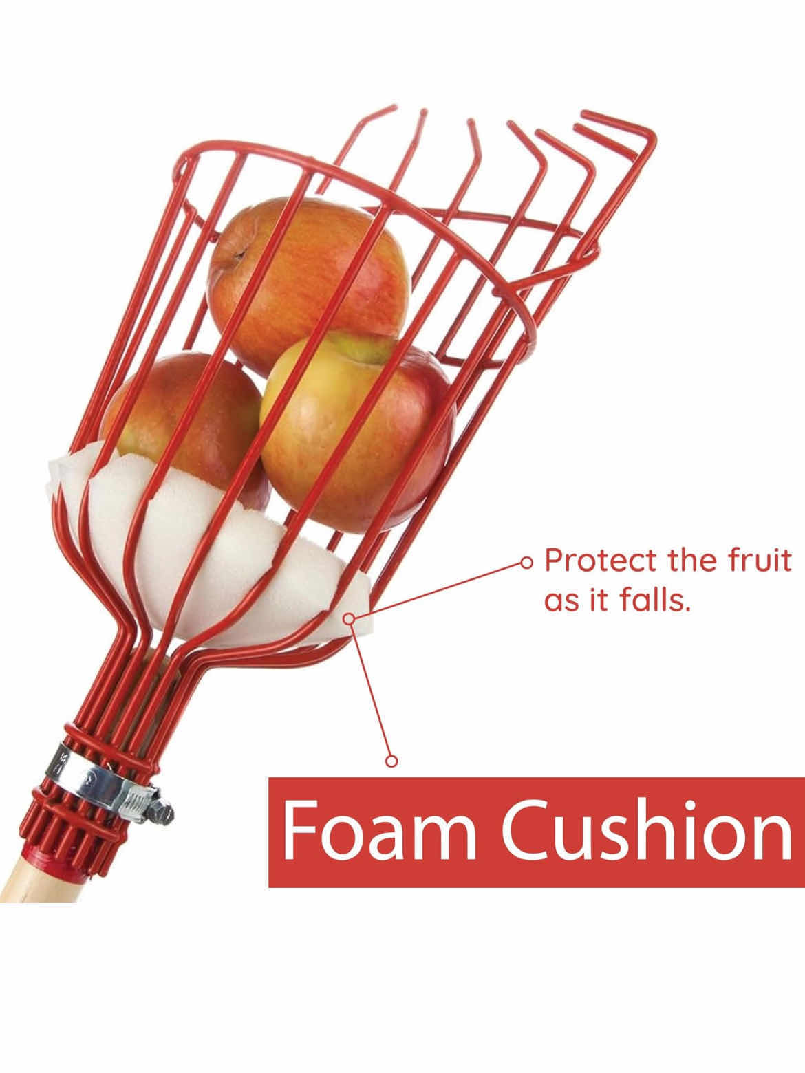 Photo 4 of 2- BRAND NEW HOME-X FRUIT PICKER BASKET - STURDY FRUIT TREE PICKER TOOL WITH ADJUSTABLE KNOB - APPLE PICKER FRUIT GRABBER REACH TOOL FOR ORANGE, AVOCADO , PEACH, PEAR AND LEMON (POLE NOT INCLUDED)