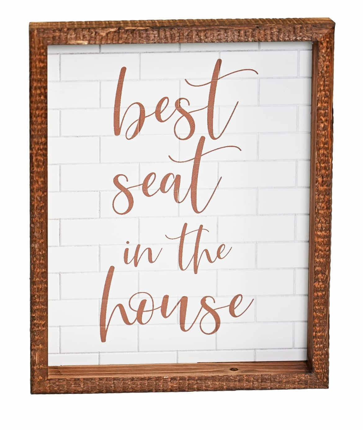 Photo 1 of 2-BRAND NEW HOME-X FUN BATHROOM SIGN, “BEST SEAT IN THE HOUSE”, FARMHOUSE RUSTIC WALL DECORATION, WOOD FRAMED SIGN, NATURAL AND WHITE 8" X 10"H