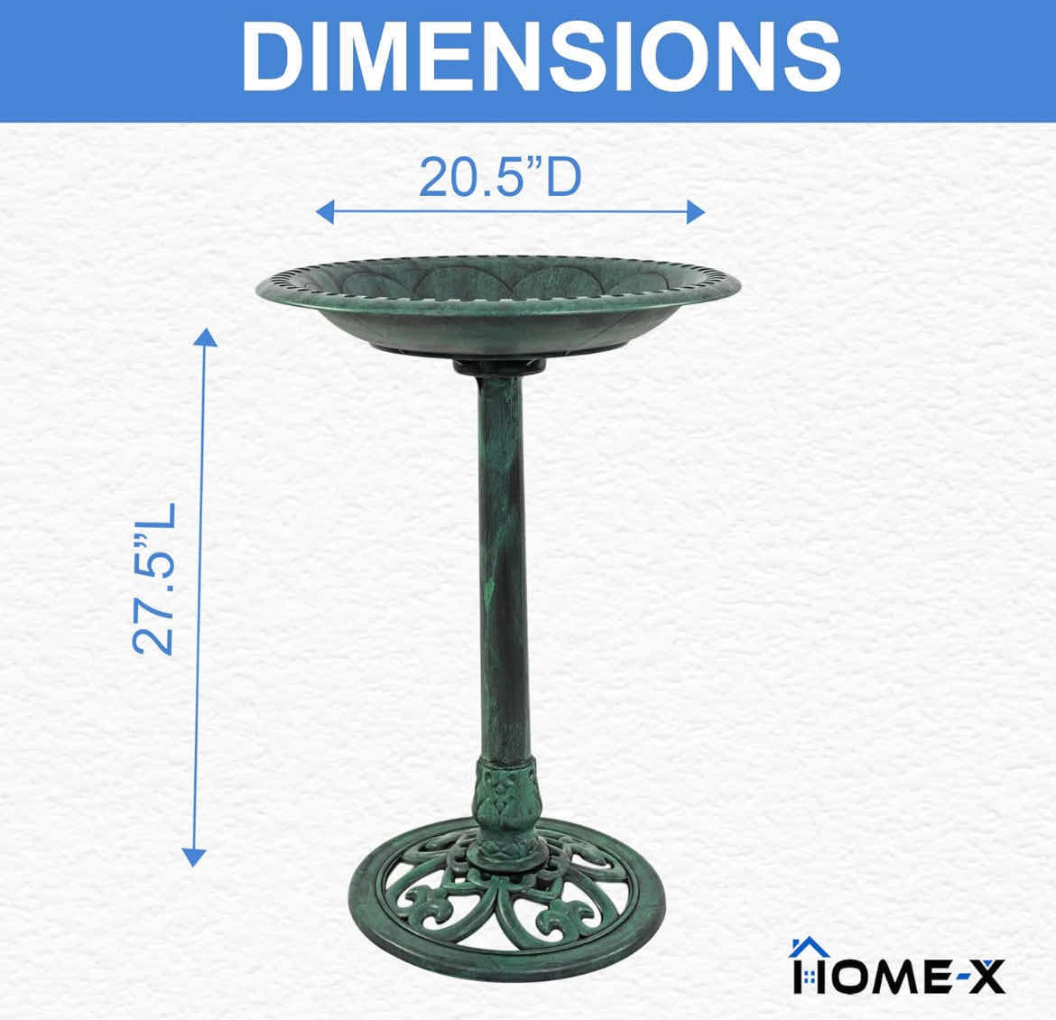 Photo 4 of BRAND NEW-HOME-X OUTDOOR STANDING BIRD BATH/FEEDER. GREEN, WEATHER RESISTANT POLY RESIN, STAND STAKES FOR STABILITY. 20"W X 27'H