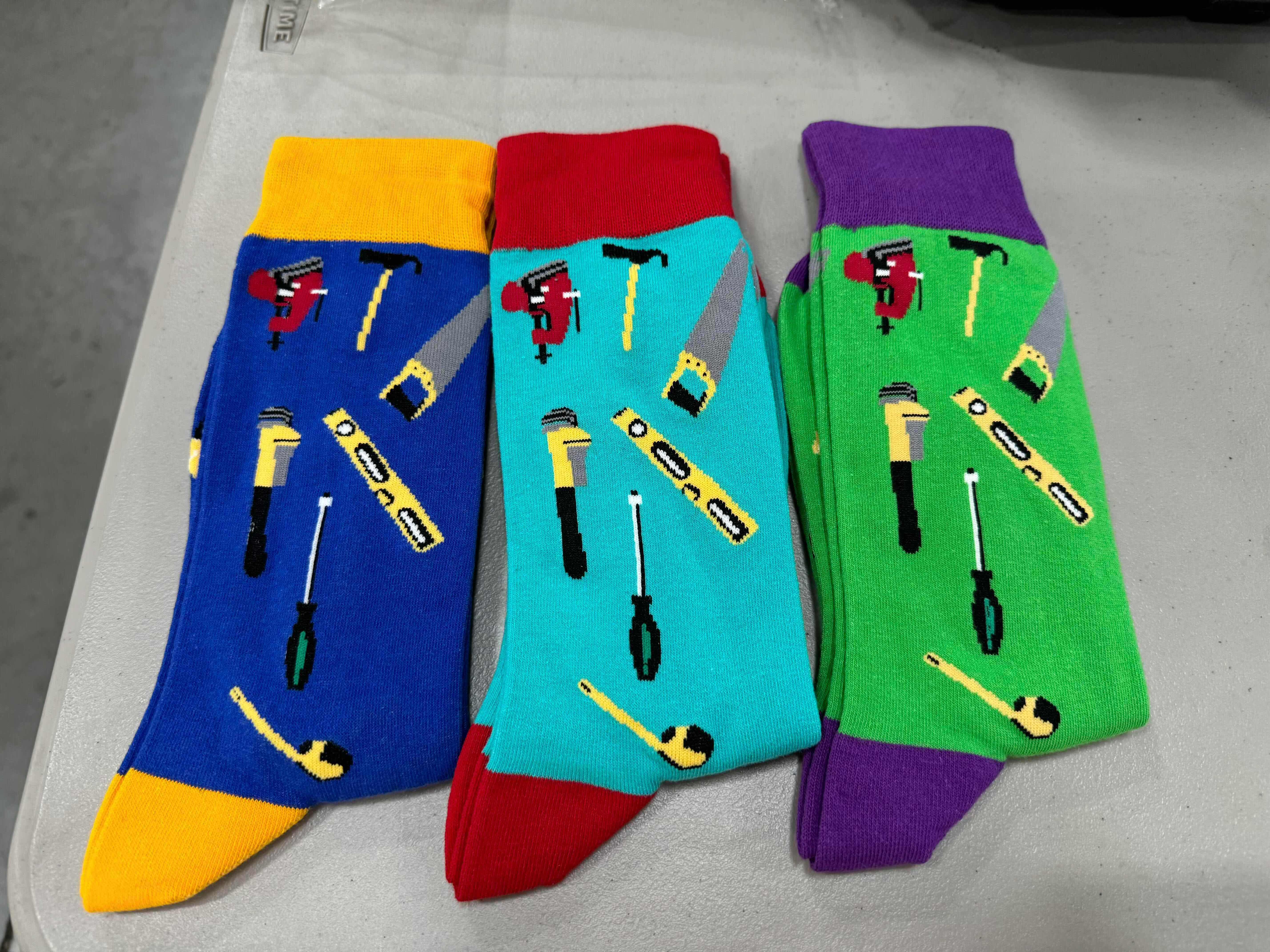 Photo 1 of 15 PAIRS-MULTI COLORED CONSTRUCTION THEMED NOVELTY SOCKS (3 PAIRS PER PACKAGE) ADULT O/S.