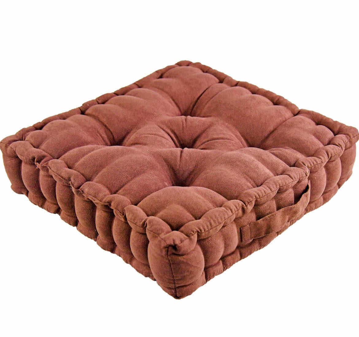 Photo 1 of 4-BRAND NEW-HOME-X TUFTED BOOSTER CUSHION, THICK UPHOLSTERED SQUARE SEAT PAD WITH CARRYING HANDLE – BROWN 15” X 15” X 3 ½”H