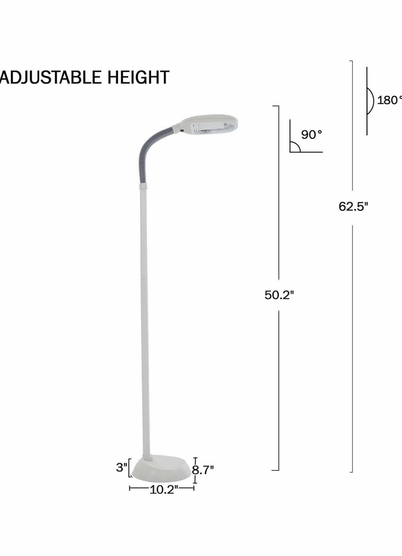 Photo 4 of BRAND NEW-LAVISH HOME-FLOOR FULL SPECTRUM NATURAL SUN LAMP.  BENDABLE NECK FOR READING, CRAFTING, STUDYING, AND ESTHETICIAN LIGHT. -MODEL #72-0820 (WHITE) 62.5"H