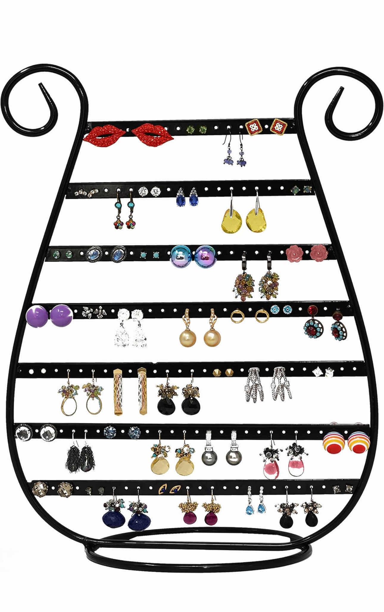 Photo 1 of BRAND NEW METAL JEWELRY HARP BLACK EARRING RACK STAND DISPLAY HOLDER JEWELRY ORGANIZER HANGING STAND FOR EARRINGS BY ARAD