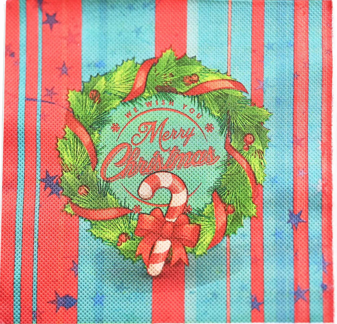 Photo 1 of 5-SETS OF BRAND NEW-HOME X-MERRY CHRISTMAS WREATH DISPOSABLE PAPER NAPKINS. 5 SETS OF 48 DECORATIVE PARTY, SQUARE CHRISTMAS NAPKINS. 6.5"