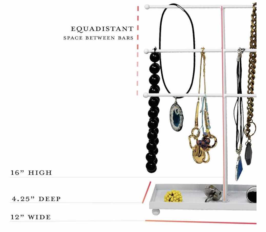 Photo 2 of BRAND NEW CASE OF ARAD WHITE METAL 3 TIER TABLETOP JEWELRY ORGANIZER WITH TRAY