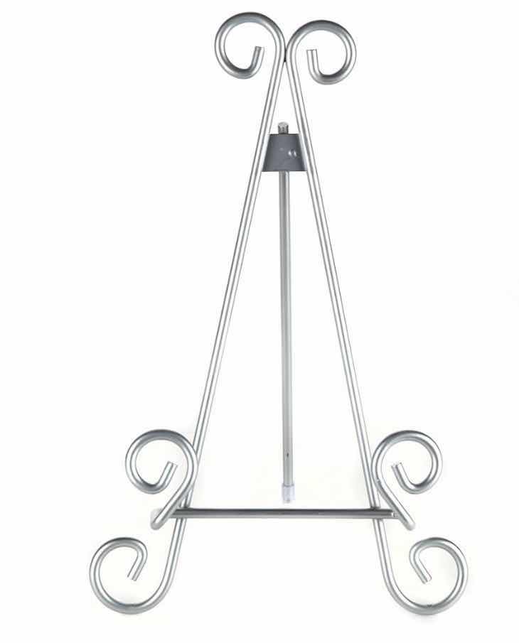 Photo 1 of BRAND NEW CASE OF HOME-X - 13” SILVER FINISH METAL EASEL PLATE DISPLAY PHOTO HOLDER STAND