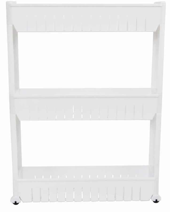 Photo 1 of BRAND NEW CASE OF HOME-X SLIM 3-TIER ROLLING CART FOR LAUNDRY AND BATHROOM ORGANIZATION, SPACE-SAVING STORAGE WITH SHELVES AND WHEELS, NARROW ORGANIZER, WHITE