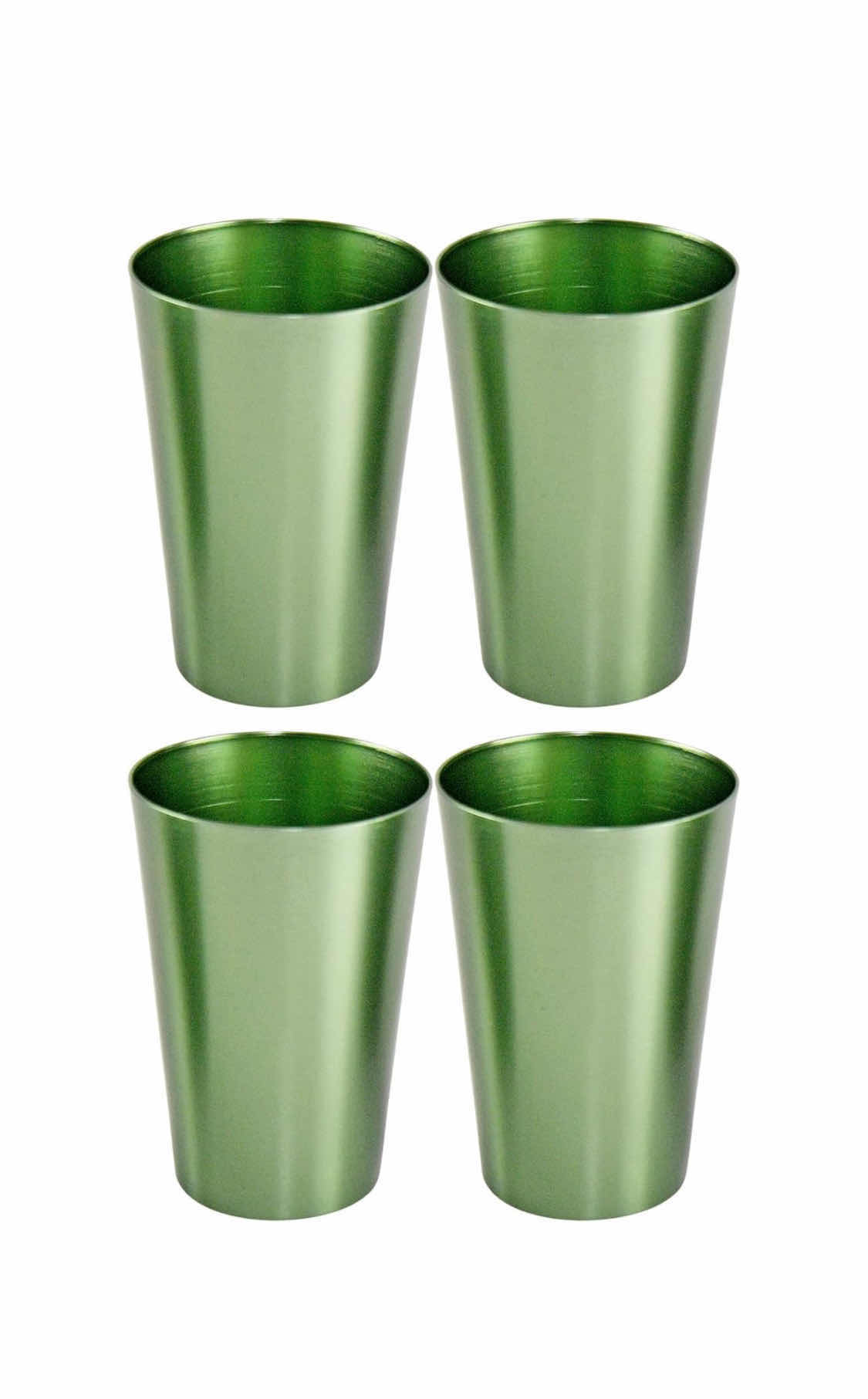 Photo 1 of BRAND NEW CASE OF HOME-X ALUMINUM TUMBLERS SET OF 4, METAL DRINKING CUPS FOR HOME KITCHEN, STYLE ANODIZED ALUMINUM, STACKABLE 12 OZ, GREEN