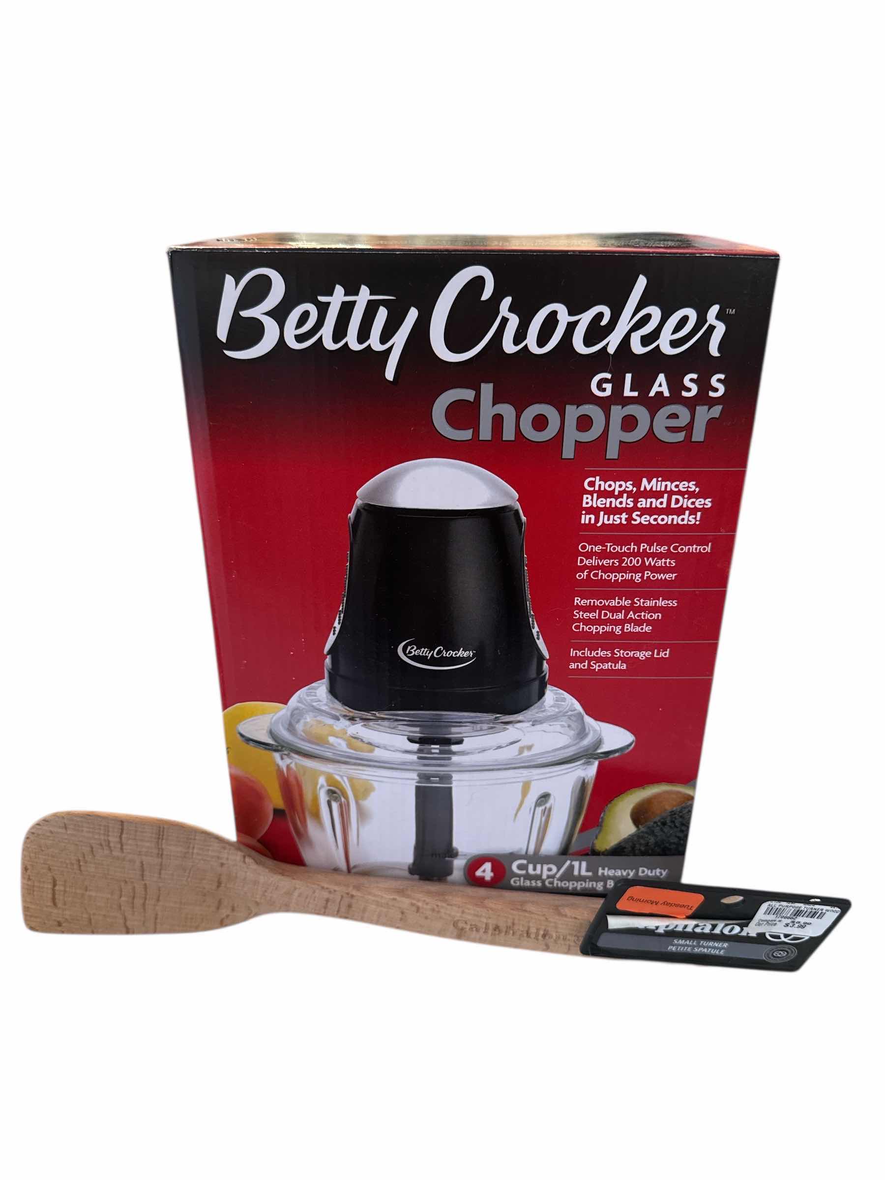 Photo 1 of BETTY CROCKER GLASS CHOPPER AND CALPHALON WOOD SPOON