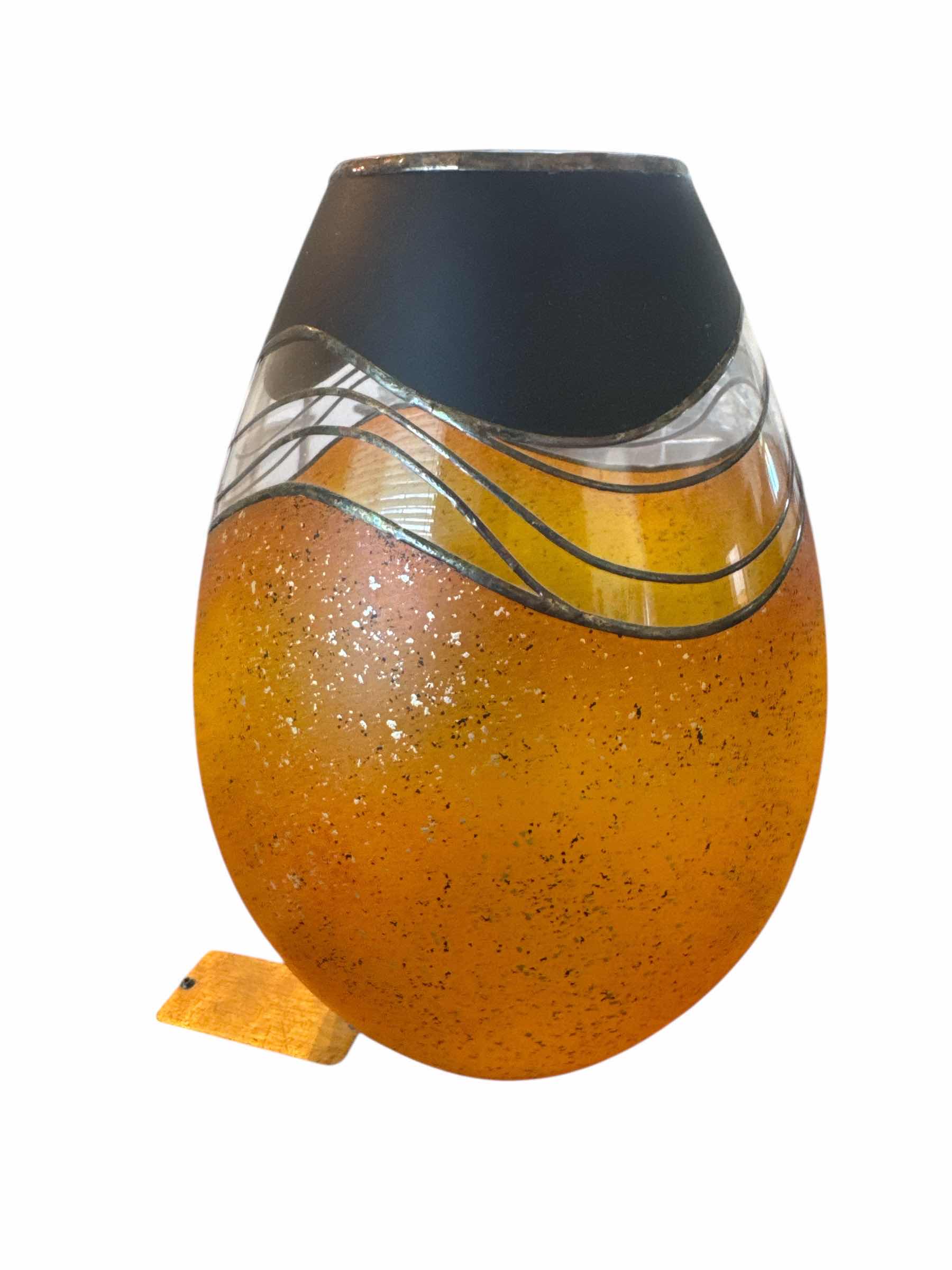 Photo 1 of 80 CZECH AMBER ART VASE WITH CERTIFICATE OF ORIGINALITY