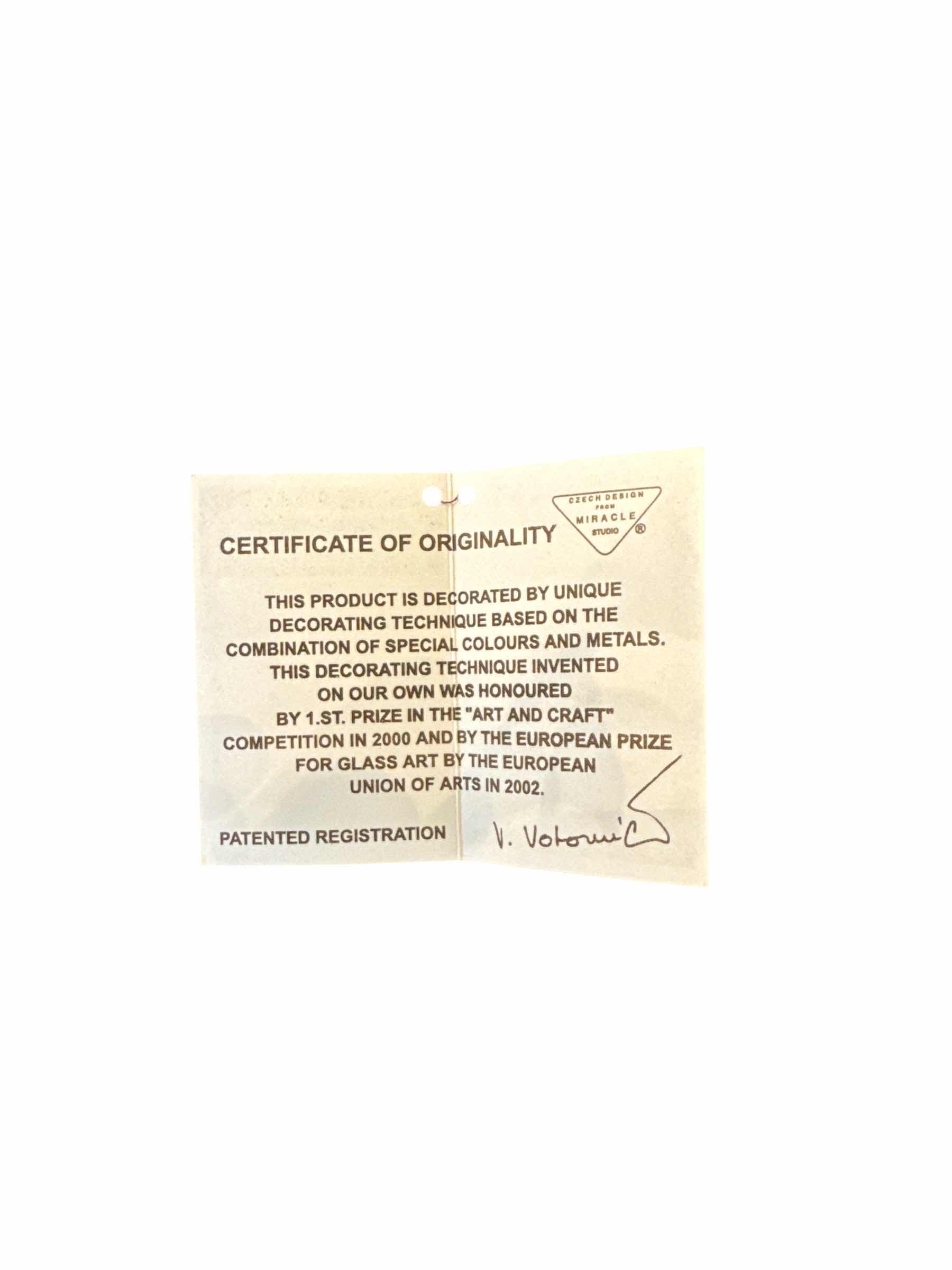 Photo 1 of 80 CZECH AMBER ART VASE WITH CERTIFICATE OF ORIGINALITY