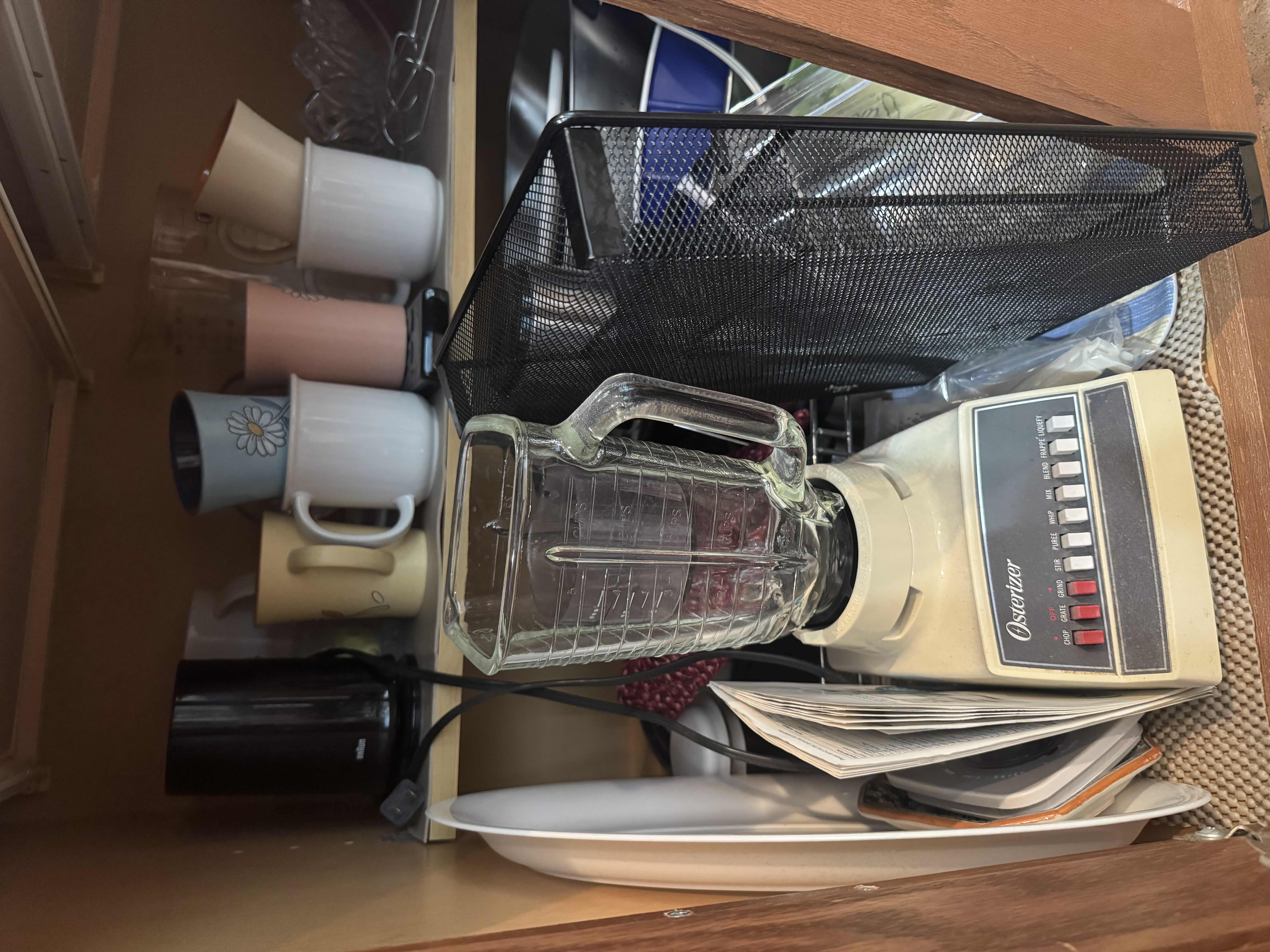 Photo 1 of CONTENTS OF CABINET: BLENDER, MIXER, COFFEE POT, ETC