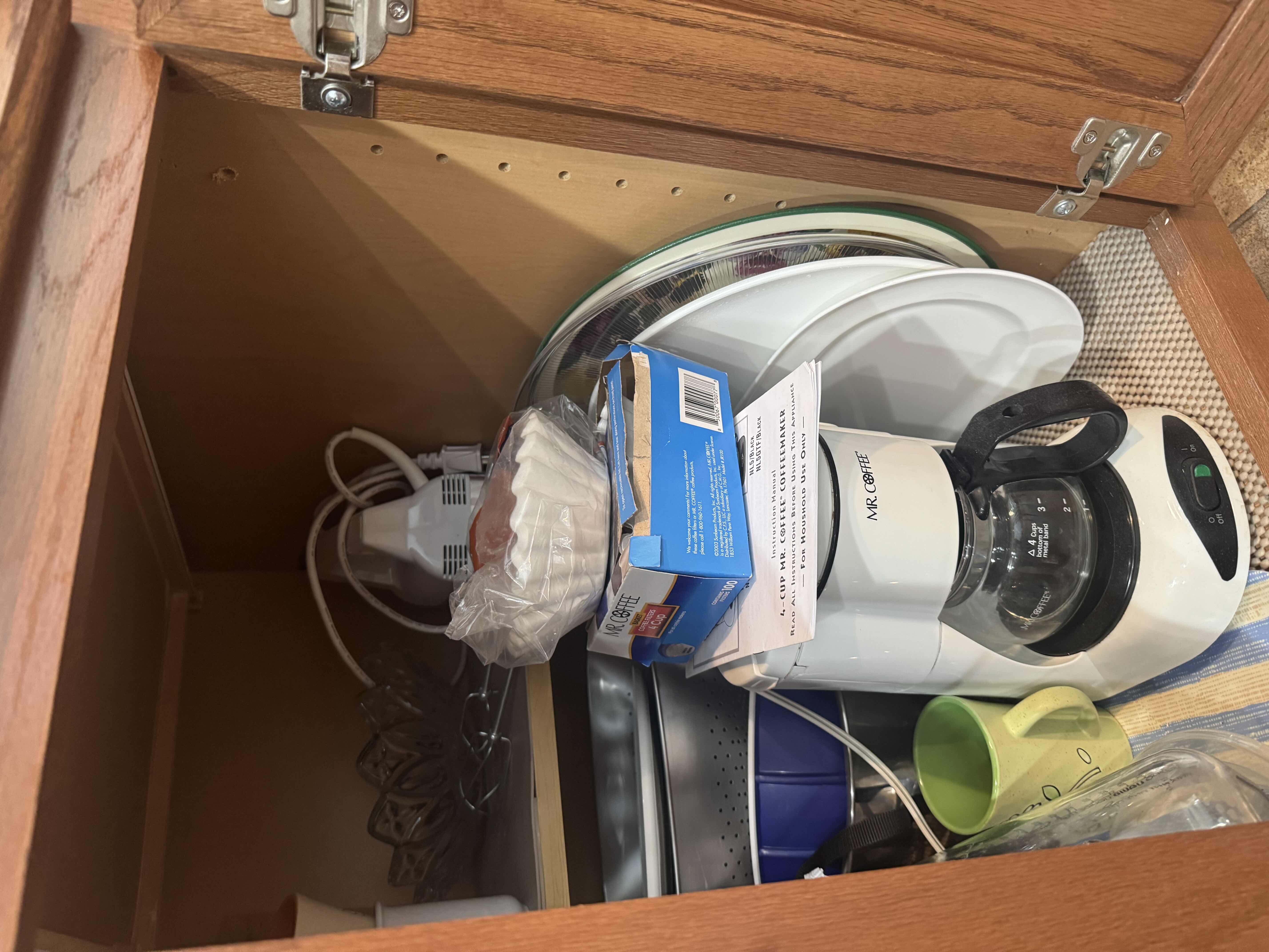 Photo 1 of CONTENTS OF CABINET: BLENDER, MIXER, COFFEE POT, ETC