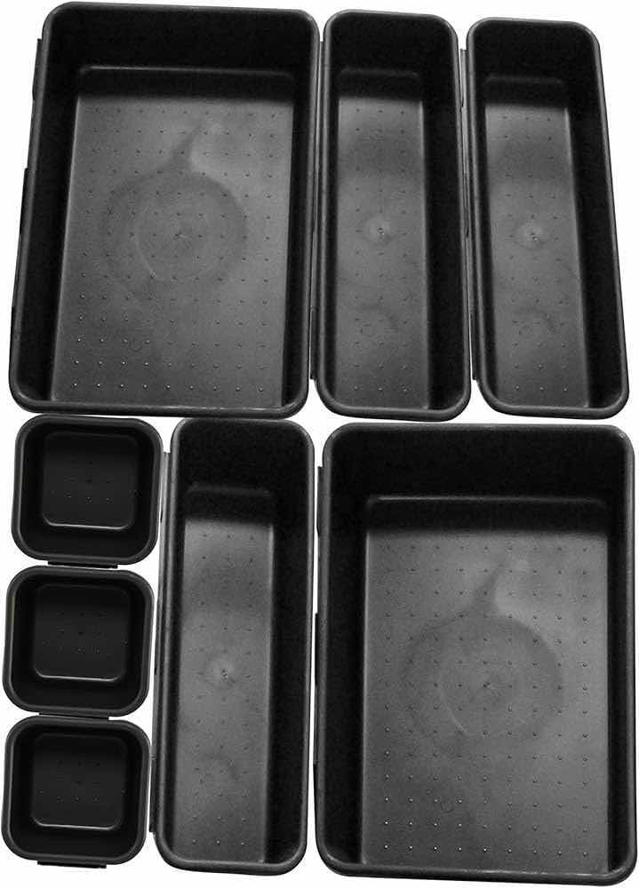 Photo 2 of NEW CASE HOME-X BLACK CONNECTING ORGANIZER TRAYS SET OF 8 W 3 SIZES (BOX OF 12 SETS)