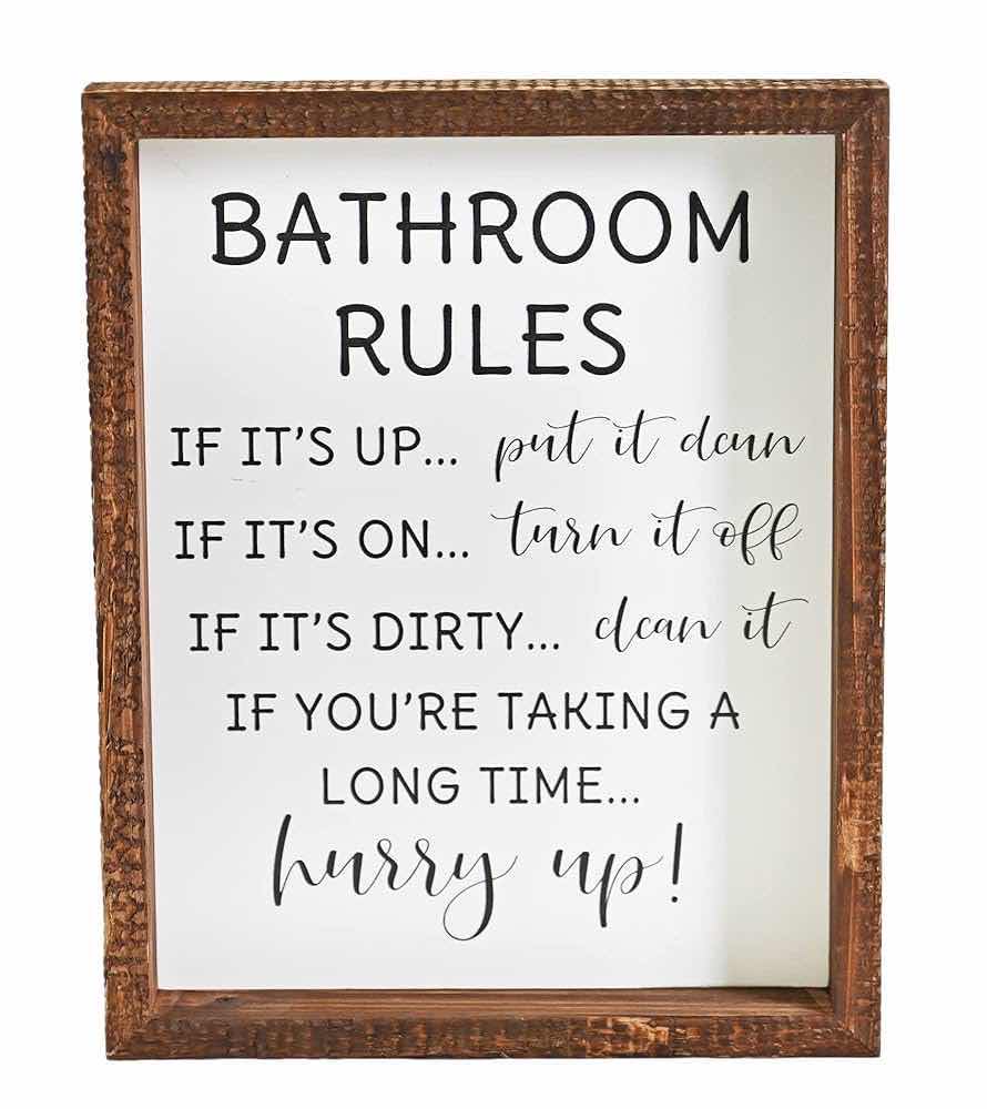 Photo 1 of NEW CASE HOME-X RUSTIC WOOD FRAME BATHROOM WALL SIGN (PARTIAL BOX OF 19)