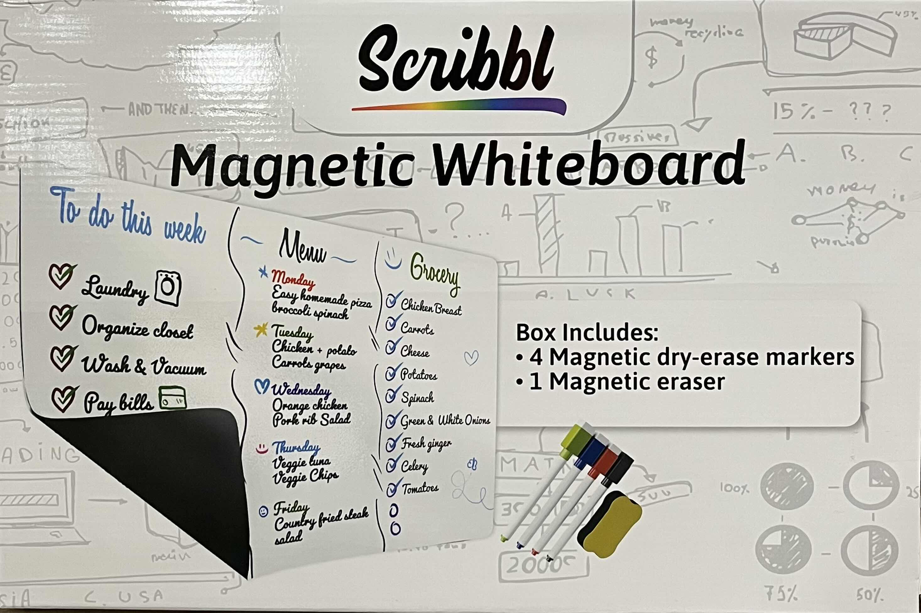 Photo 1 of NEW CASE OF SCRIBBL BLANK WHITE MAGNETIC DRY ERASE BOARD 17” X 11.5” W MARKERS & ERASER (20 SETS PER CASE)