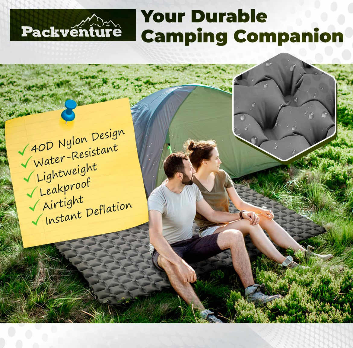 Photo 3 of NEW CASE OF PACK VENTURE 2 PERSON WATERPROOF INFLATABLE CAMPING SLEEPING MATS W BAG & REPAIR KITS (10PCS PER CASE)