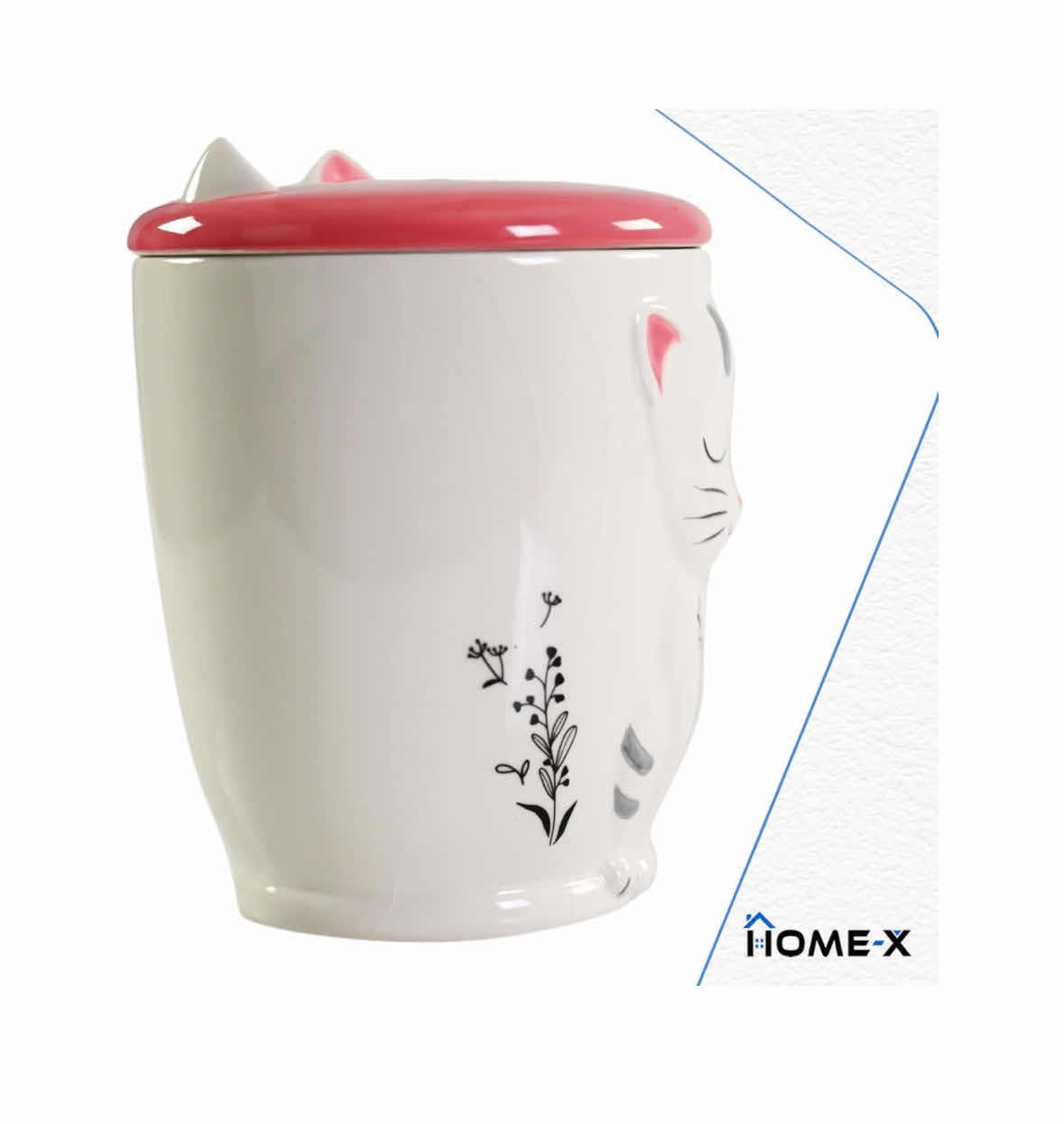 Photo 2 of NEW CASE OF HOME-X 3D WHITE/PINK CERAMIC CAT MUG W DETACHABLE LID, 16 OZ (18 PCS/CASE)