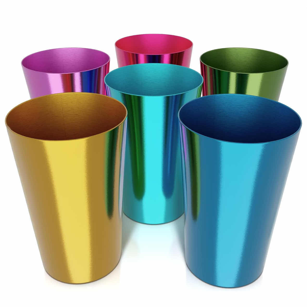 Photo 1 of NEW CASE OF HOME-X 6 PC COLORFUL ALUMINUM 15 OZ TUMBLER SET (35 SETS PER CASE)