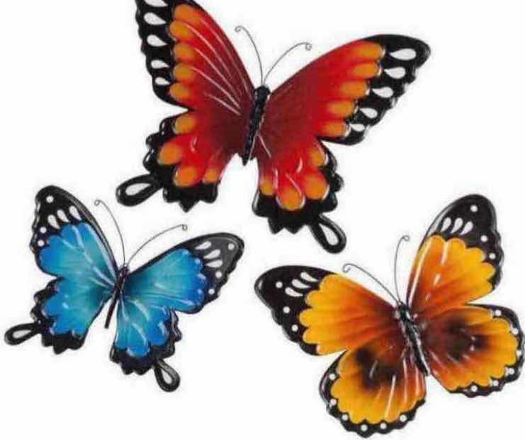 Photo 1 of NEW CASE HOME-X INDOOR/OUTDOOR 3PC METAL BUTTERFLY WALL ART (CASE OF 12 SETS)