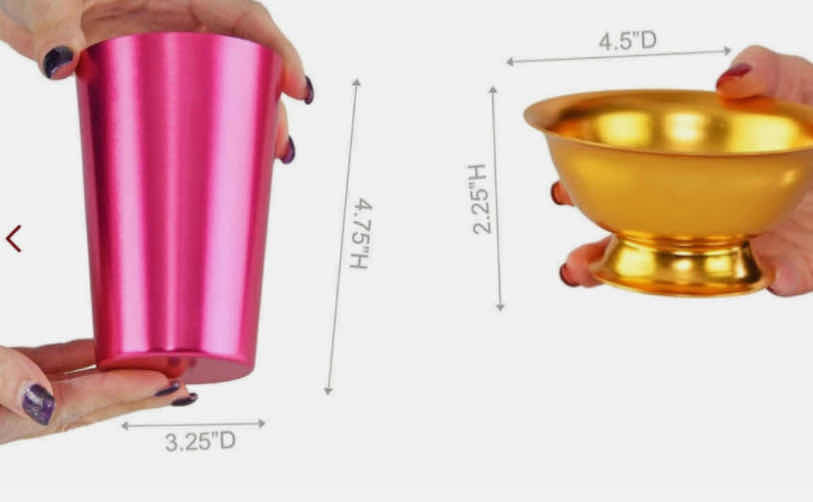 Photo 1 of NEW CASE HOME-X BRIGHT COLORED ALUMINIUM BOWLS & TUMBLERS SET OF 8 (12 SETS/CASE)