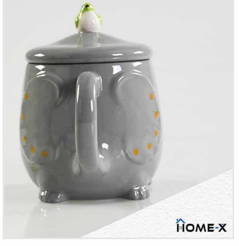 Photo 1 of NEW CASE OF HOME-X CERAMIC ELEPHANT MUG W LID 5.5” X 4” (18PCS/CASE)