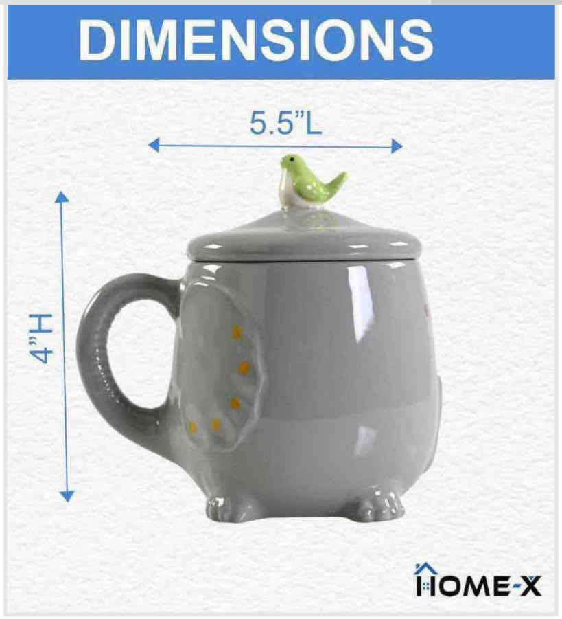 Photo 1 of NEW CASE OF HOME-X CERAMIC ELEPHANT MUG W LID 5.5” X 4” (18PCS/CASE)