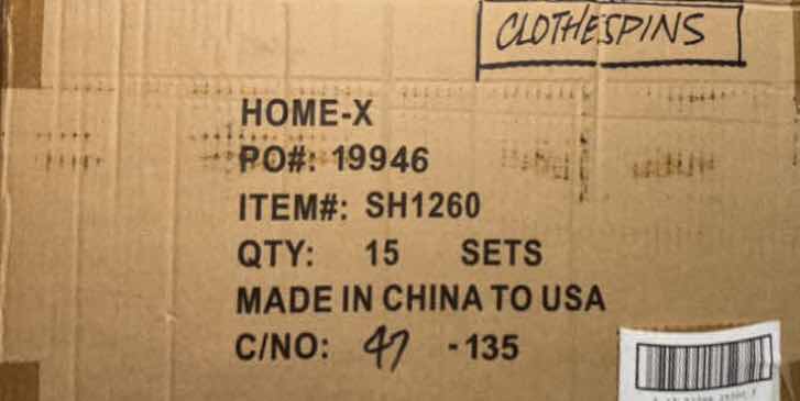 Photo 1 of NEW CASE OF HOME-X WOOD 3.5” CLOTHESPINS, 100 PCS PER SET/15 SETS PER CASE (1,500 CLOTHESPINS PER CASE)