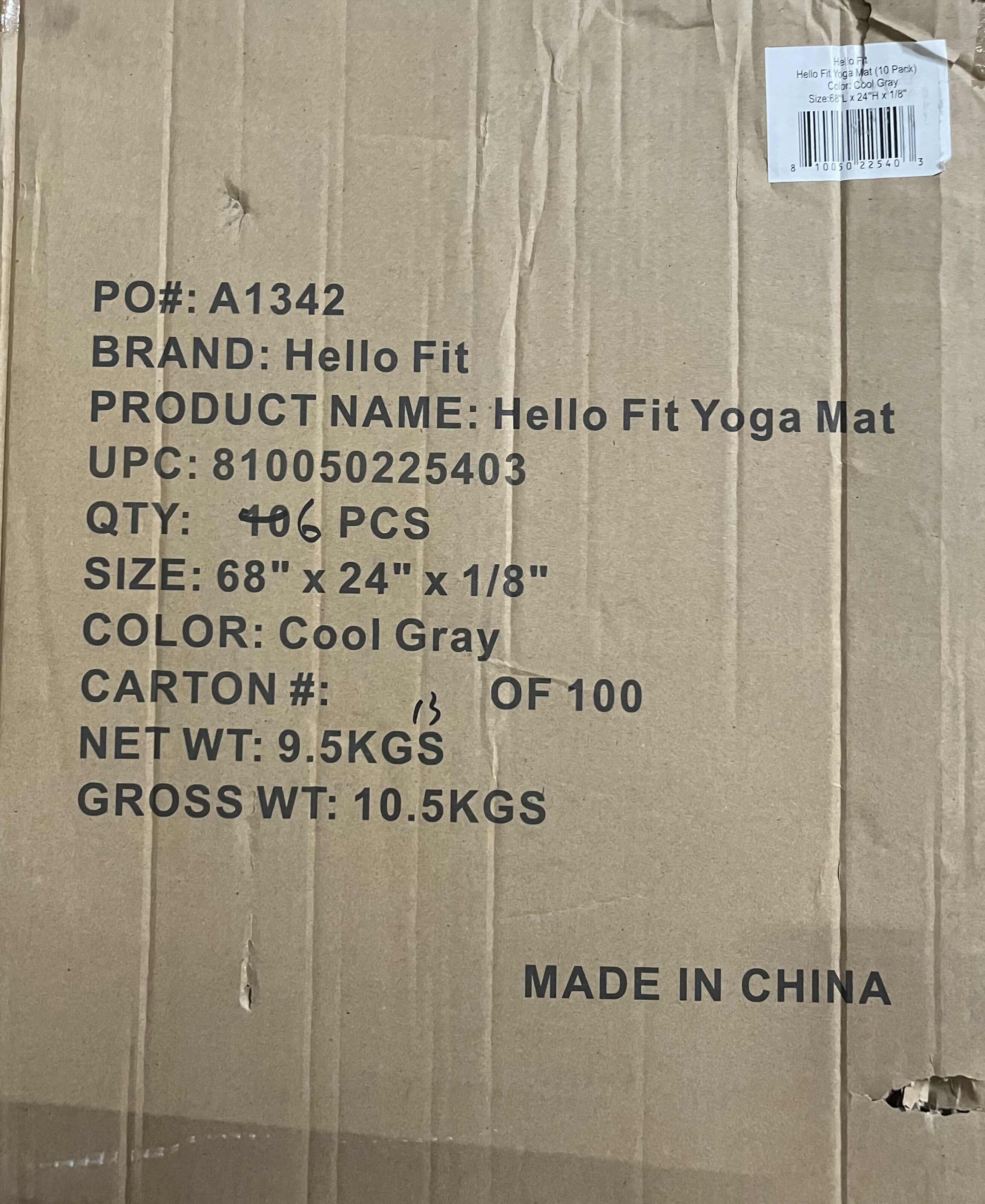 Photo 1 of NEW CASE OF HELLO FIT COOL GRAY YOGA MATS (10 PER CASE)