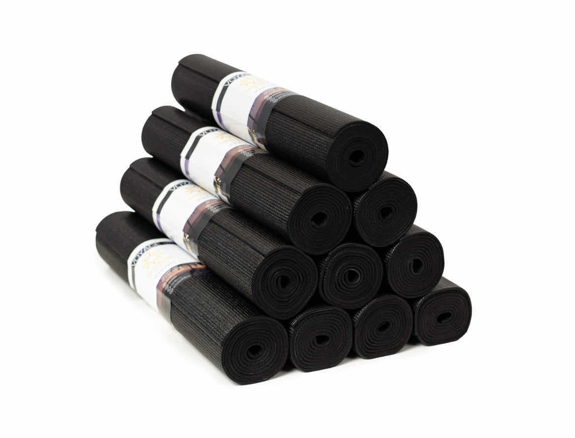 Photo 1 of NEW CASE OF SUNSHINE YOGA HELLO FIT BLACK YOGA MATS 68” X 24” (10PCS PER CASE)