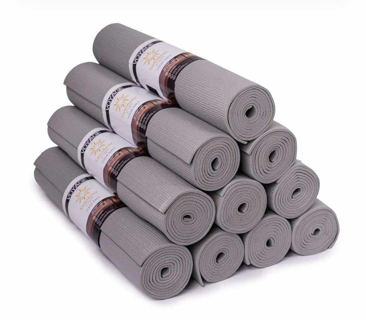 Photo 1 of NEW CASE OF SUNSHINE YOGA COOL GRAY VOYAGE YOGA MATS 72” X 24” (10PCS PER CASE)