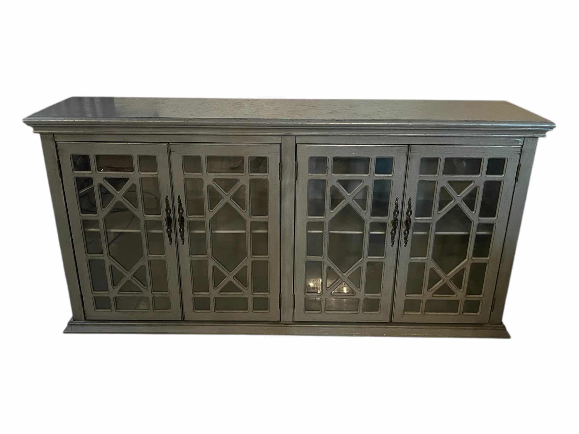 Photo 1 of COAST TO COAST CREDENZA BLUE GRAY FINISH WOOD CONSOLE MEDIA CABINET 72” X 17.5” H34.5”