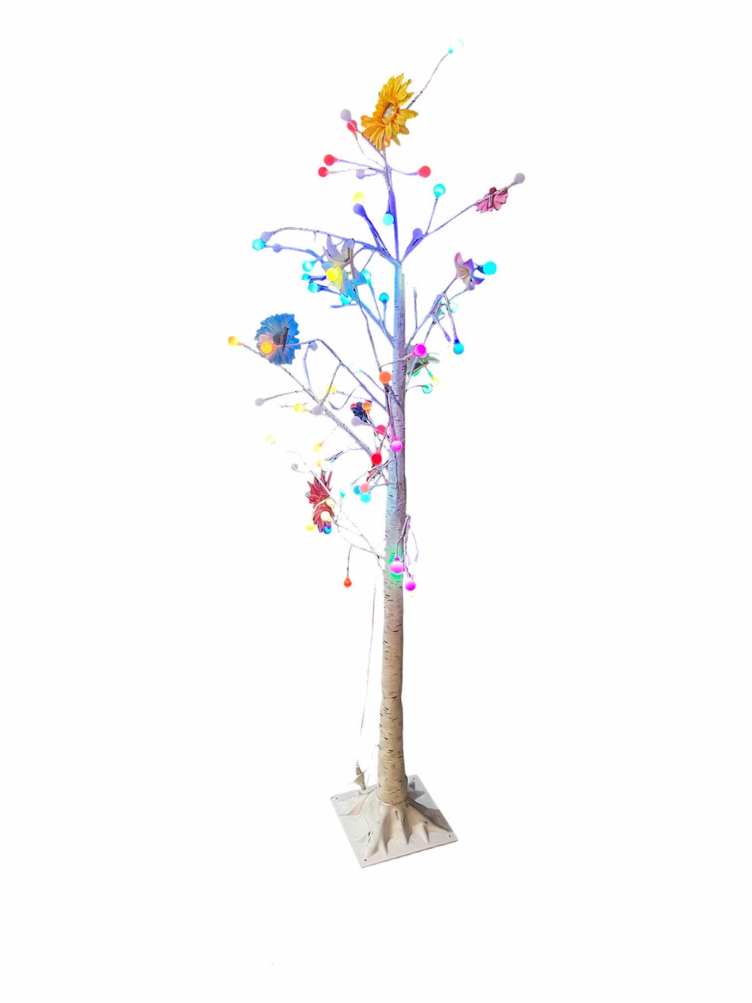 Photo 1 of LED MULTICOLOR LIGHT UP FROSTED TWIG CHRISTMAS TREE W FLOWER DECOR 30” X 59”