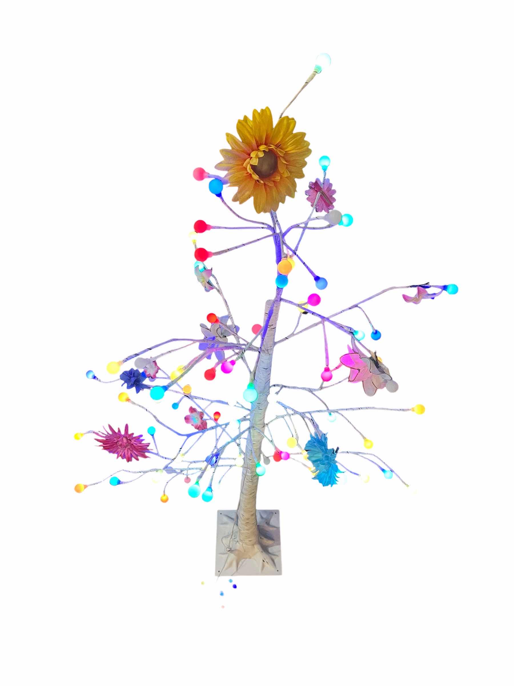 Photo 1 of LED MULTICOLOR LIGHT UP FROSTED TWIG CHRISTMAS TREE W FLOWER DECOR 30” X 59”