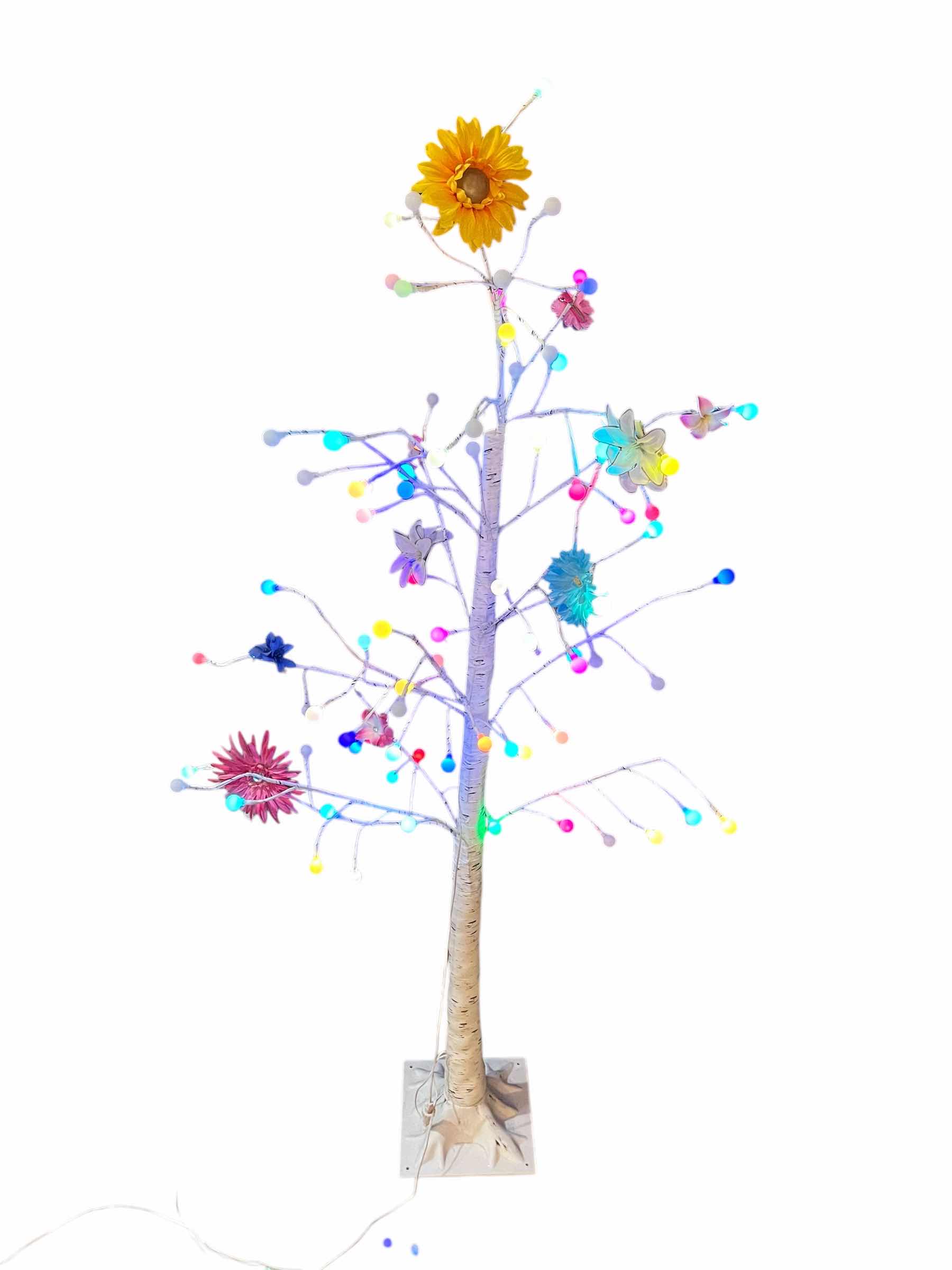 Photo 1 of LED MULTICOLOR LIGHT UP FROSTED TWIG CHRISTMAS TREE W FLOWER DECOR 30” X 59”
