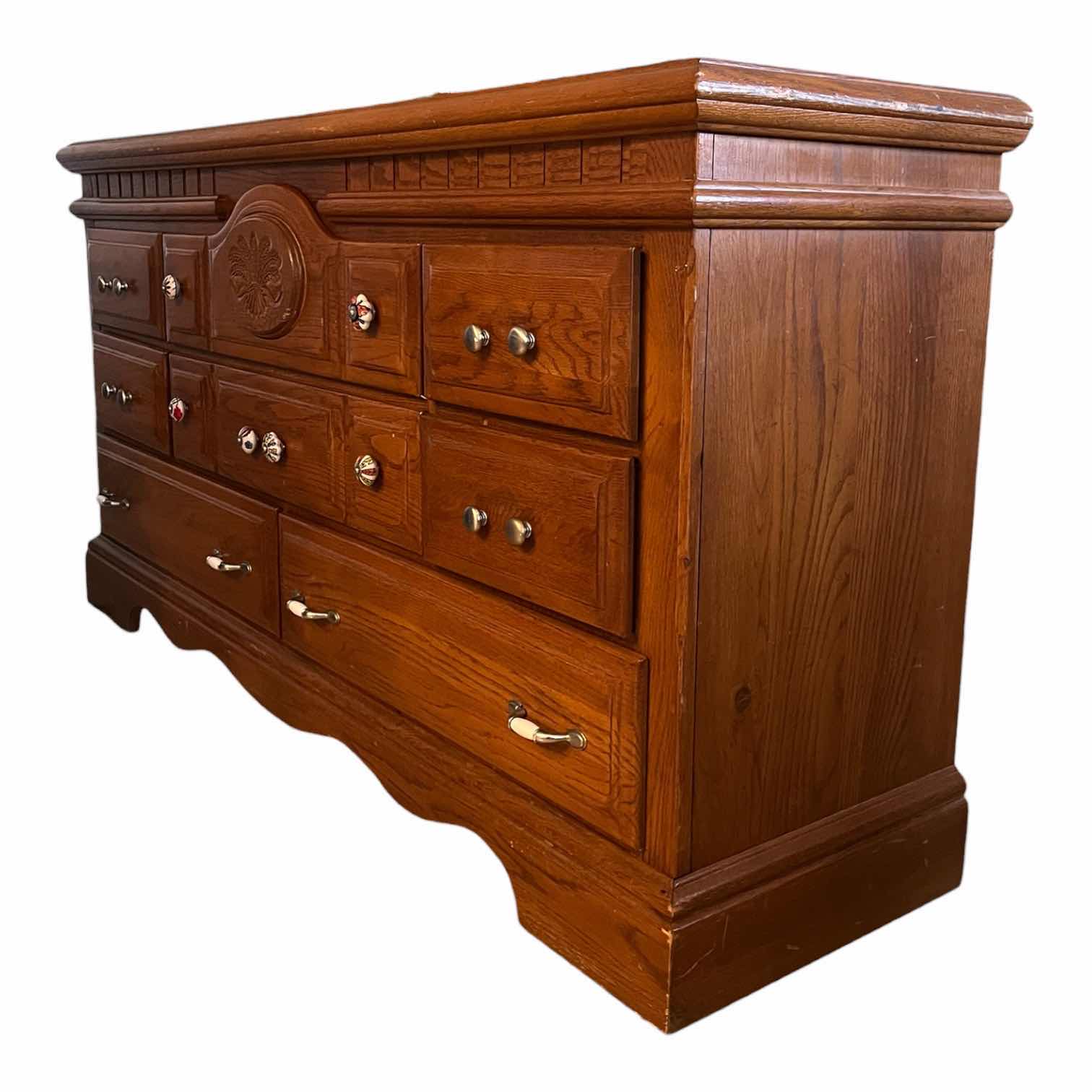Photo 1 of COUNTRY STYLE OAKWOOD 8-DRAWER DRESSER 66” X 19” H34