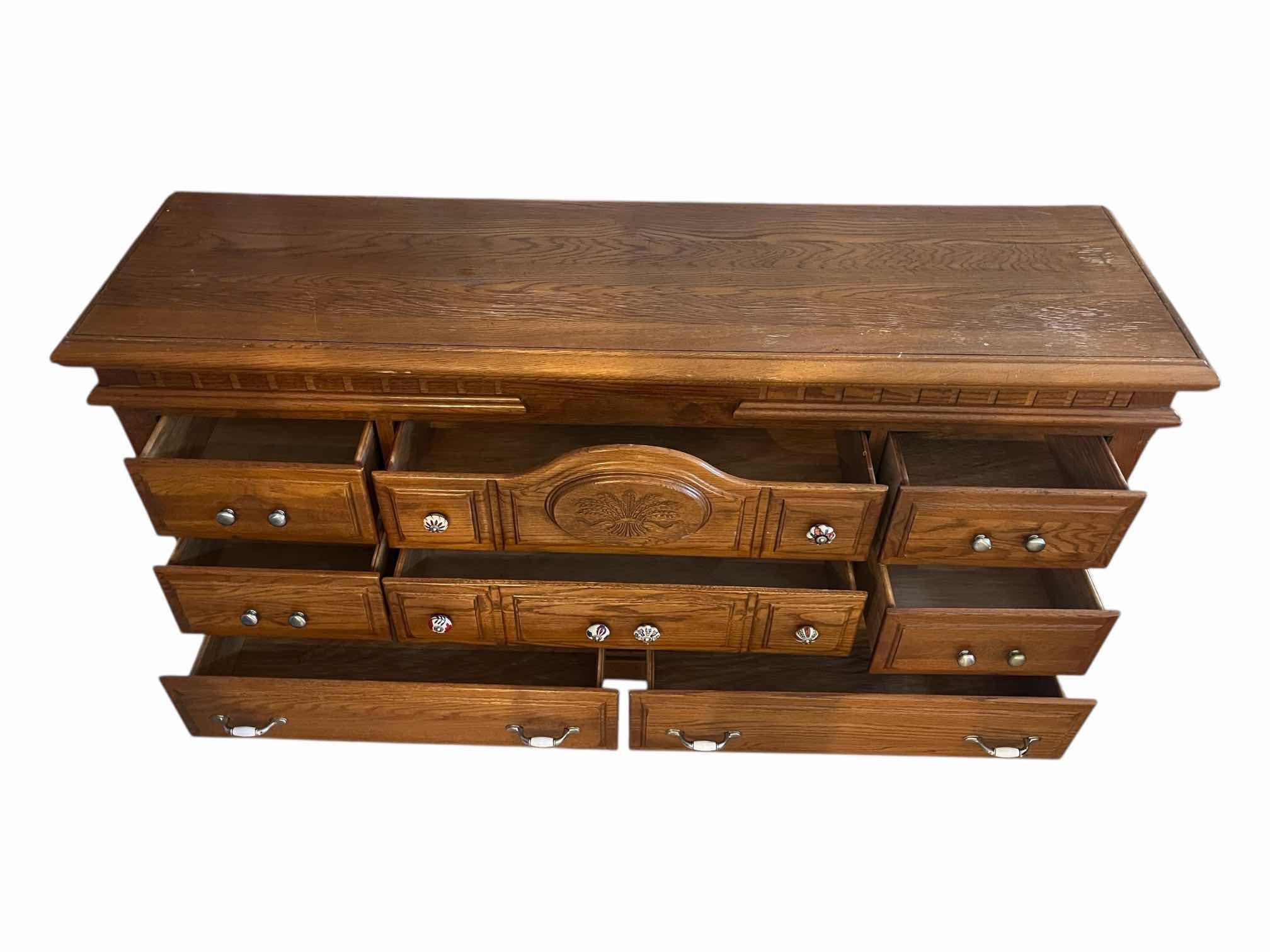 Photo 1 of COUNTRY STYLE OAKWOOD 8-DRAWER DRESSER 66” X 19” H34