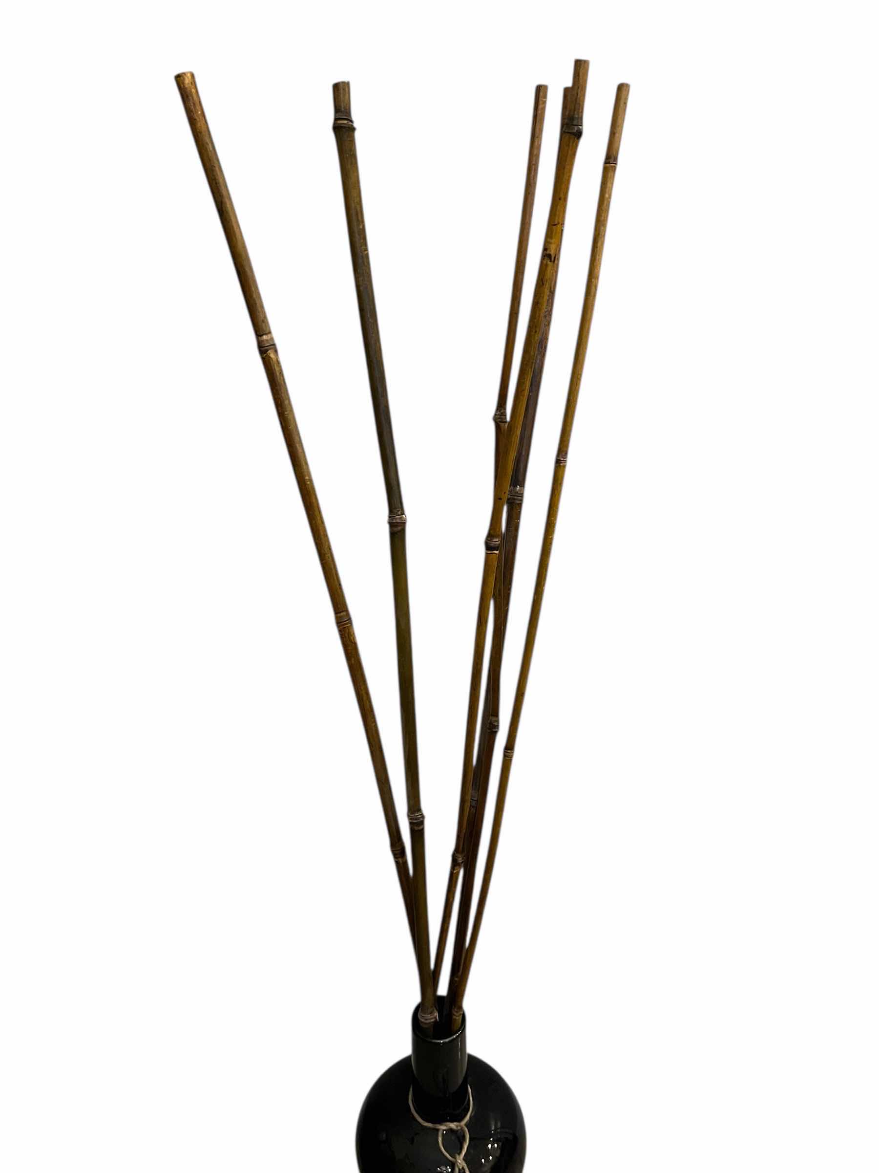 Photo 1 of DOUBLE BUBBLE 16” BLACK CERAMIC TABLE VASE W 47” BAMBOO DECOR