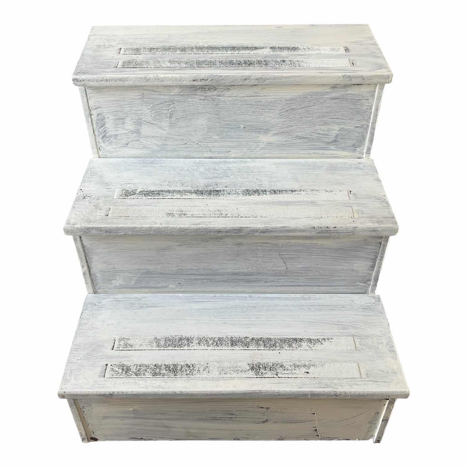 Photo 1 of FARMHOUSE STYLE WHITE DISTRESSED WOOD STEPS 15.75” X 17.75” H14.75”