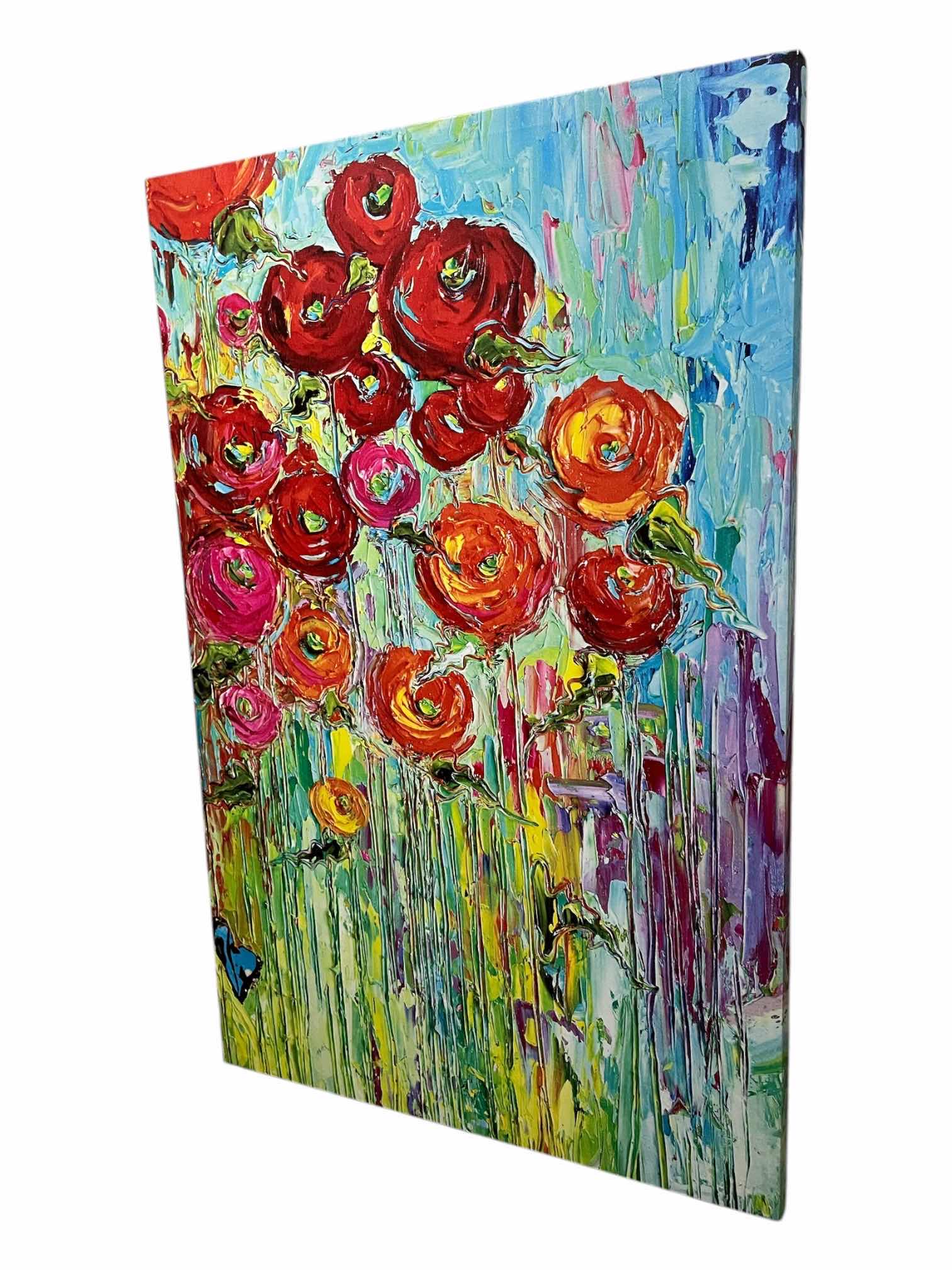 Photo 1 of MELTING ROSES FLORAL CANVAS ARTWORK 23” X 35”