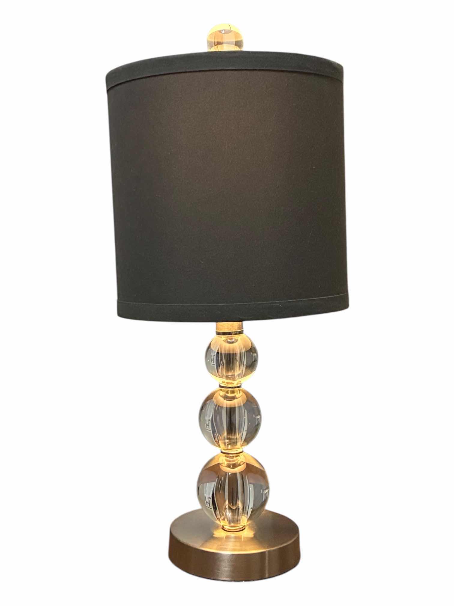 Photo 1 of CONTEMPORARY GLASS & BRUSHED STEEL TABLE LAMP 8.5” X 19”