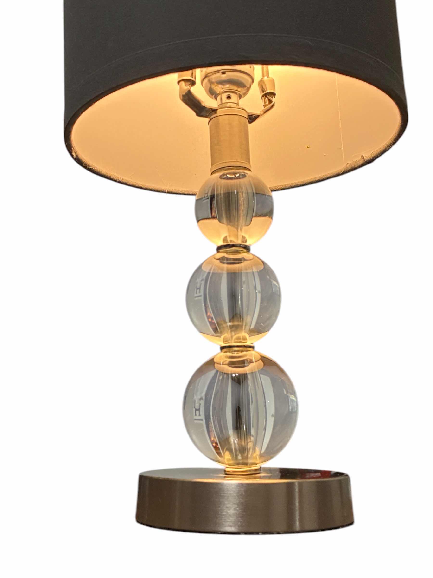 Photo 1 of CONTEMPORARY GLASS & BRUSHED STEEL TABLE LAMP 8.5” X 19”