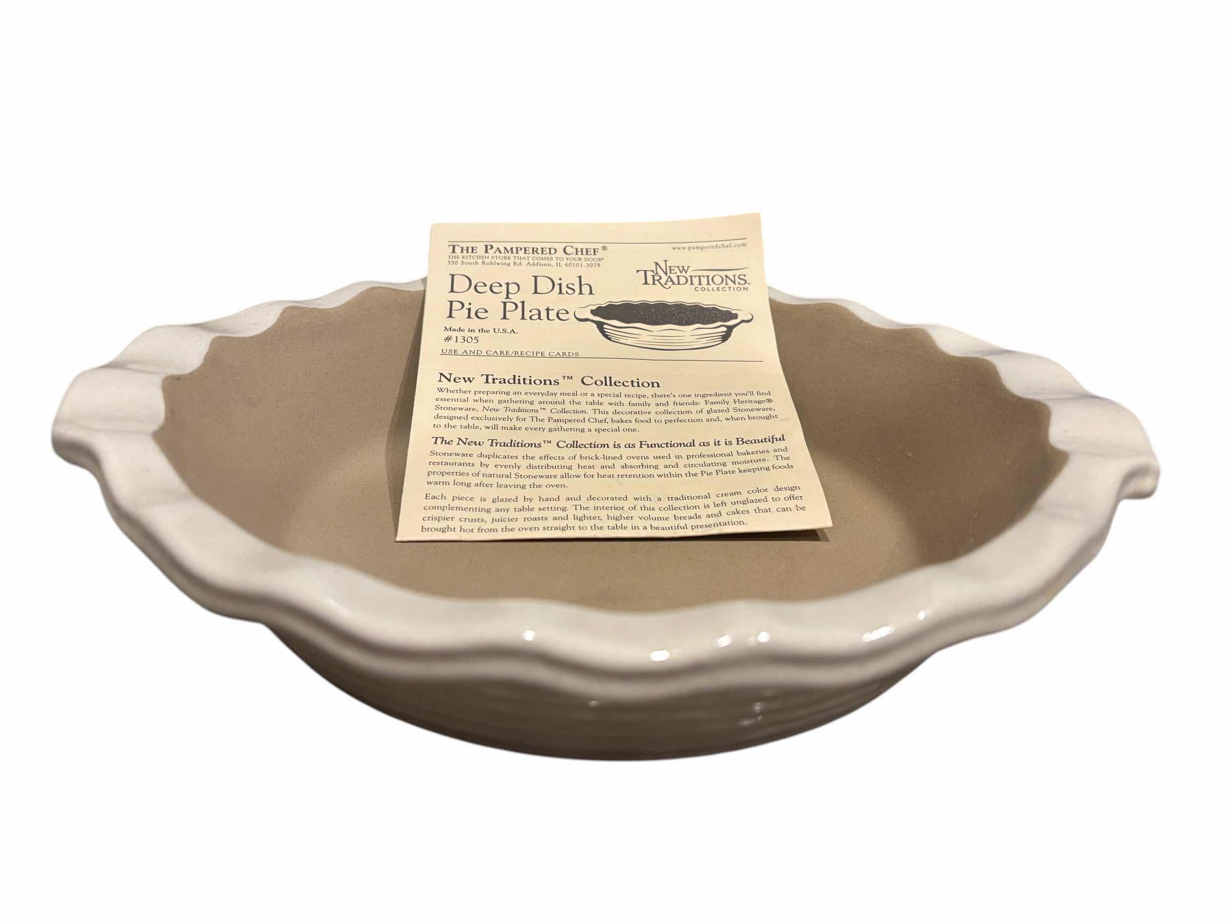 Photo 1 of THE PAMPERED CHEF NEW TRADITIONS COLLECTION DEEP DISH PIE PLATE, VANILLA #1305 8.75” X 8.75” H1.5”