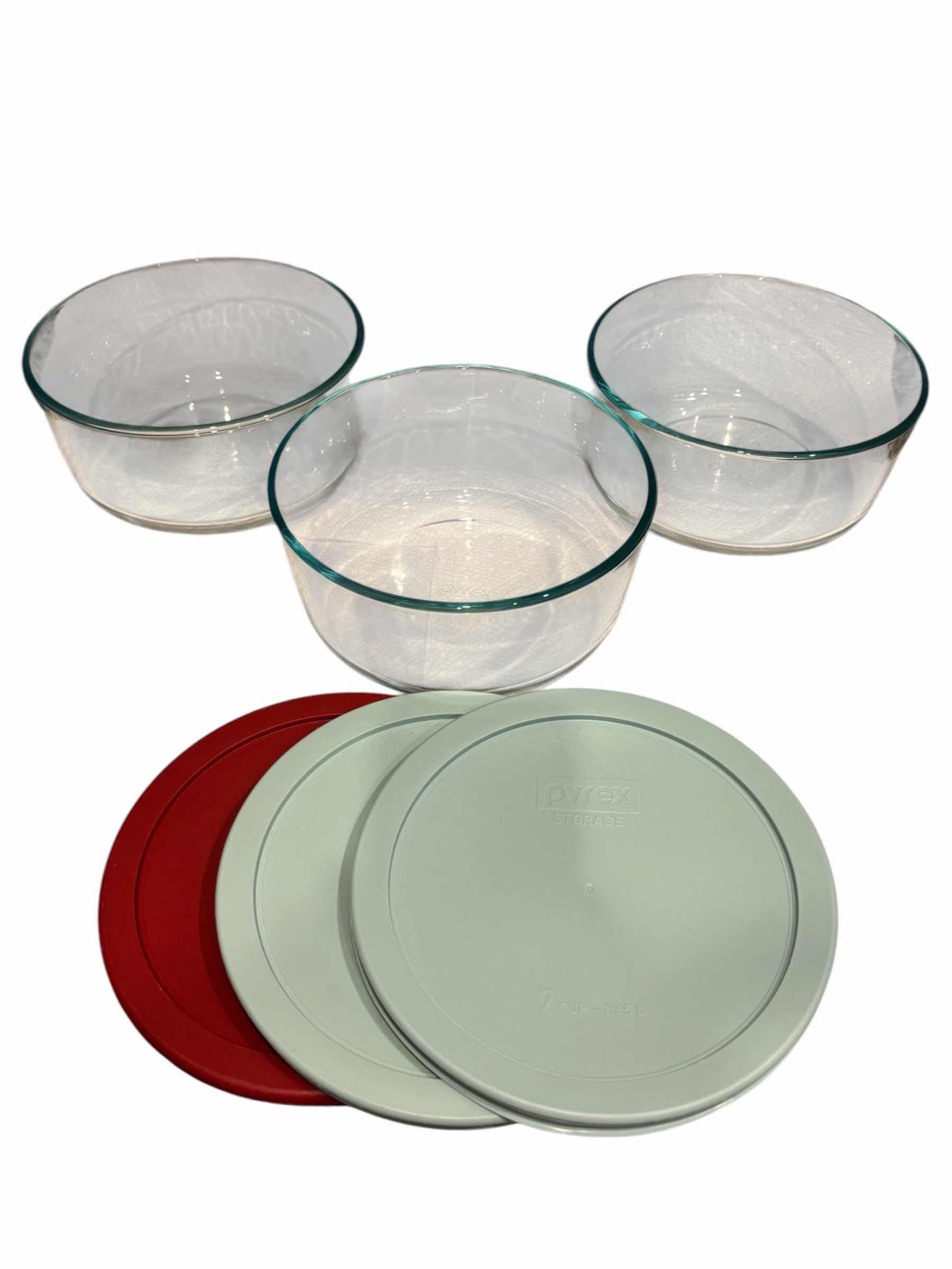 Photo 1 of 4 PC PYREX GLASS STORAGE DISHES W LIDS (READ NOTES)