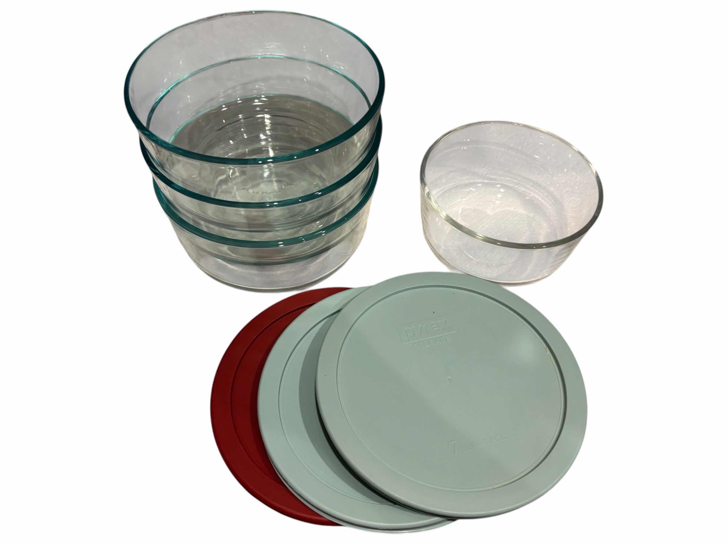 Photo 1 of 4 PC PYREX GLASS STORAGE DISHES W LIDS (READ NOTES)