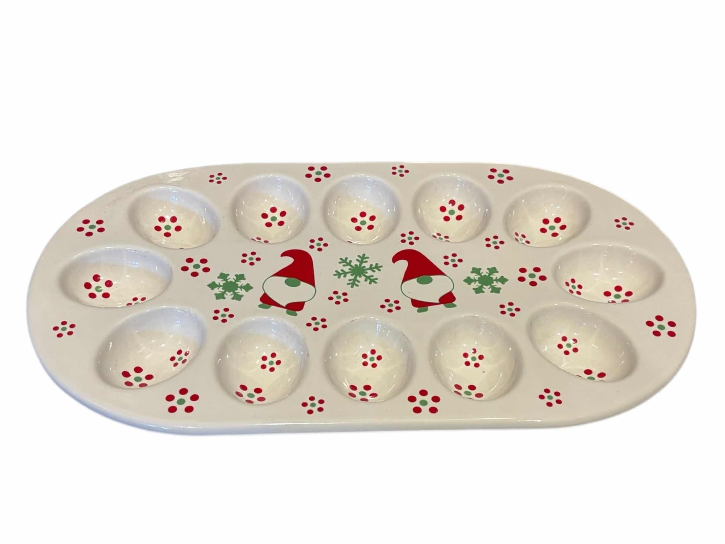 Photo 1 of CHRISTMAS THEME CERAMIC DISHES- SERVING TRAY, EGG TRAY & TART PLATE $35