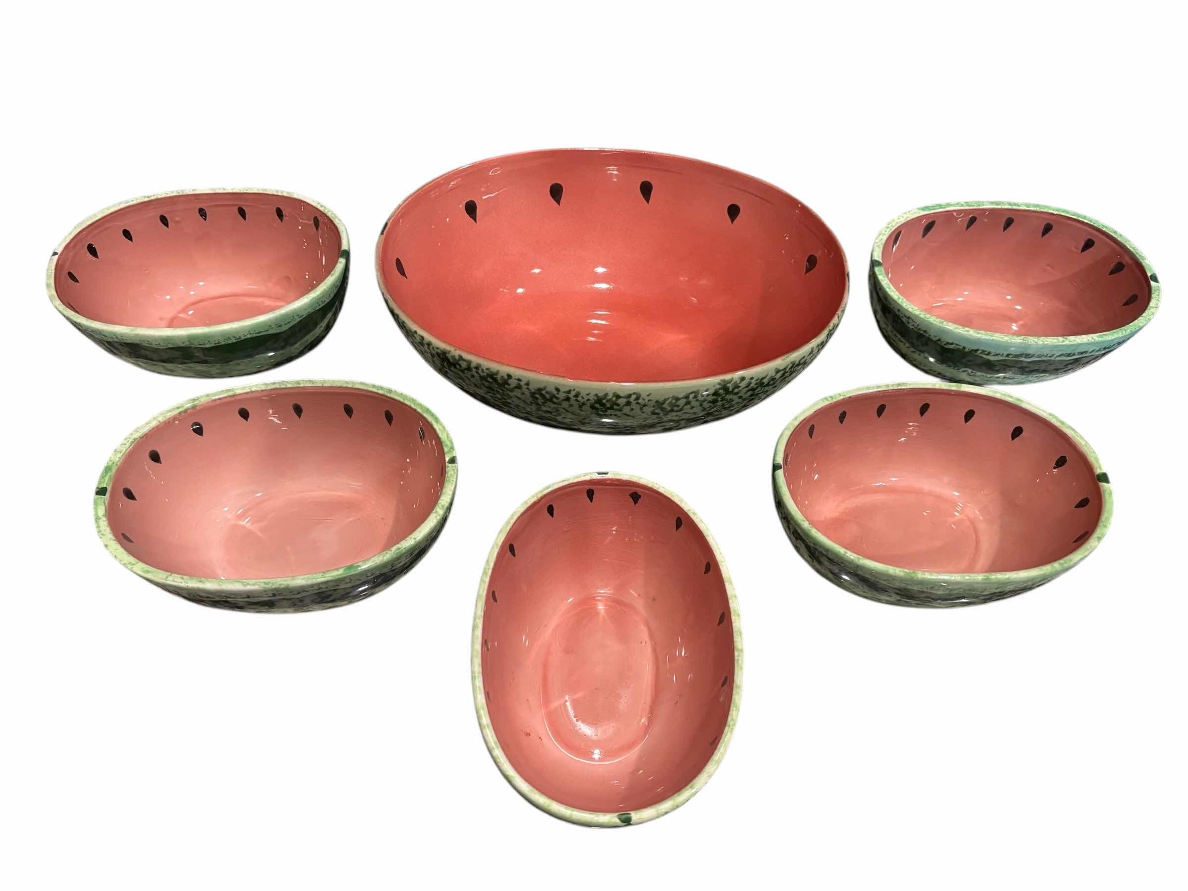 Photo 1 of 6 PC CERAMIC WATERMELON SERVING SET