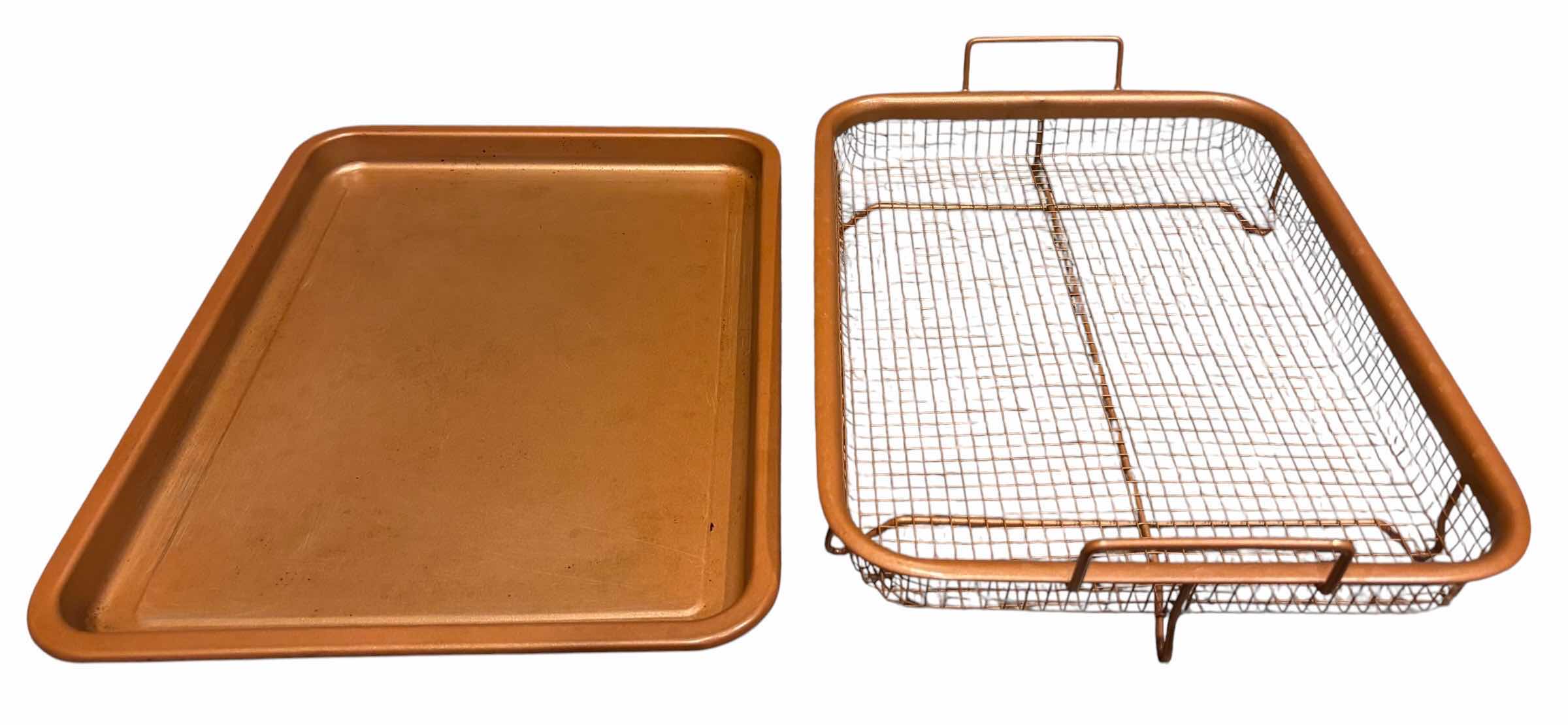Photo 1 of COPPER AIR-FRYER 2 PC SET , NON-STICK TRAY W FRY BASKET, 9.75” X 12.75”