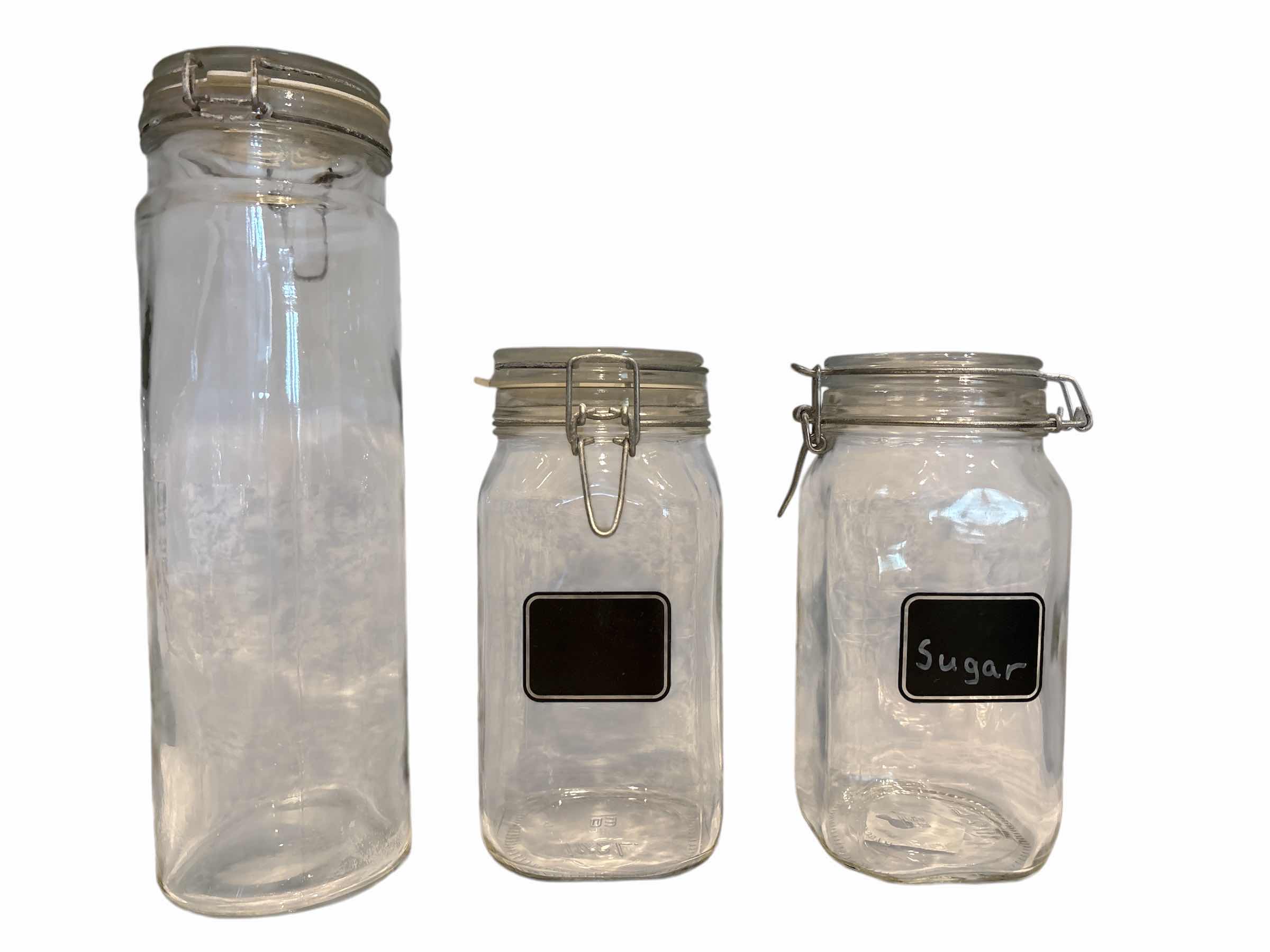 Photo 1 of LIDDED MASON GLASS JARS H13” (6)